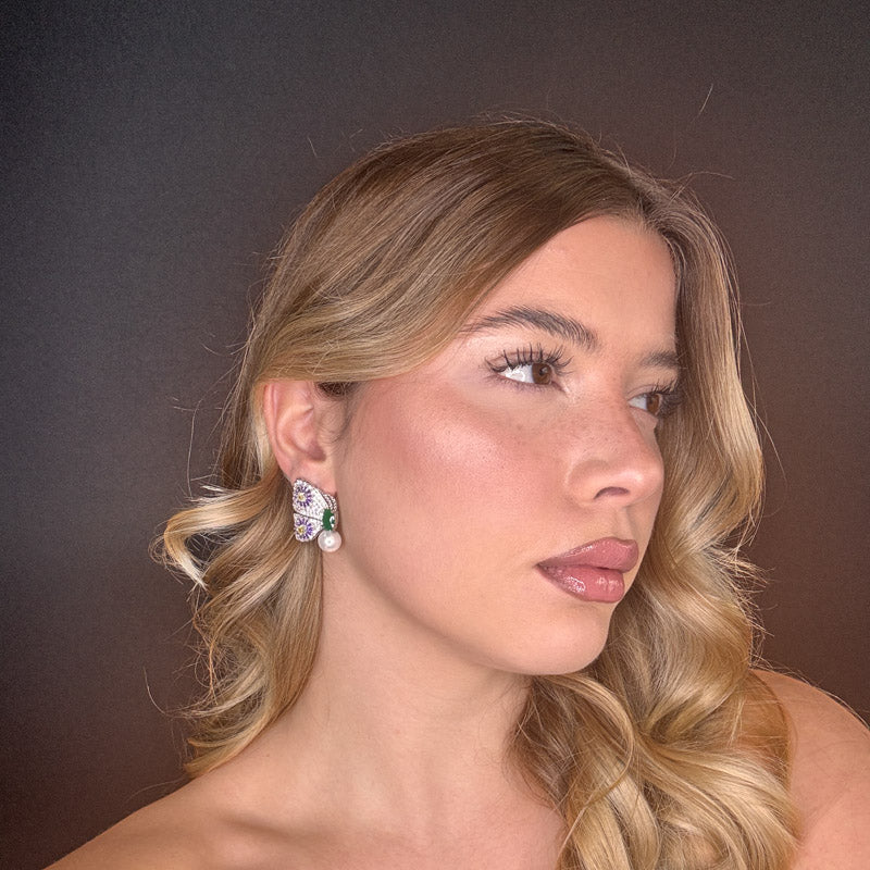 Palestro Milano Orecchini Farfalle colorate con perlina