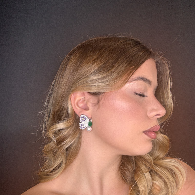 Palestro Milano Orecchini Farfalle colorate con perlina