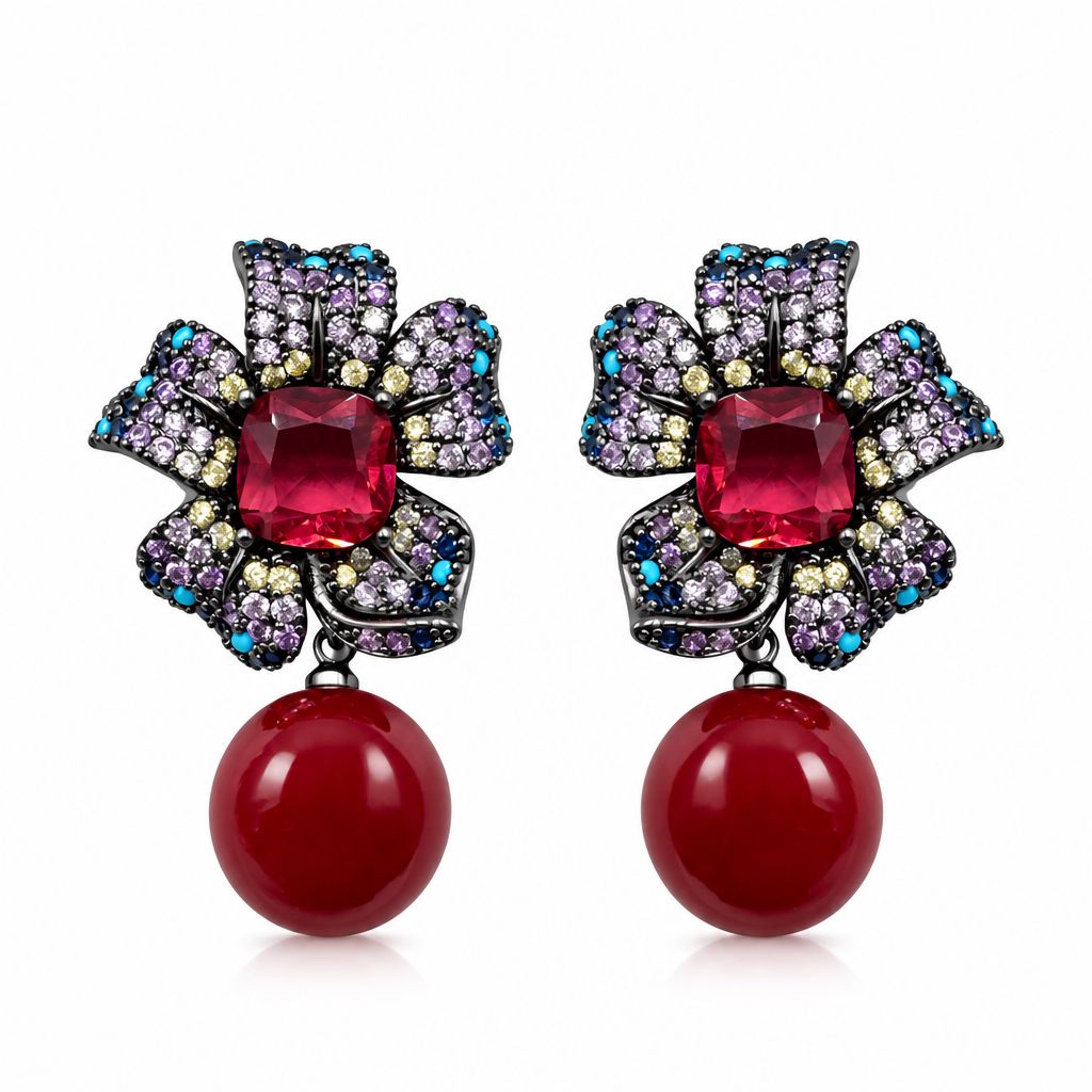 Fiore pistillo di pavè con perla