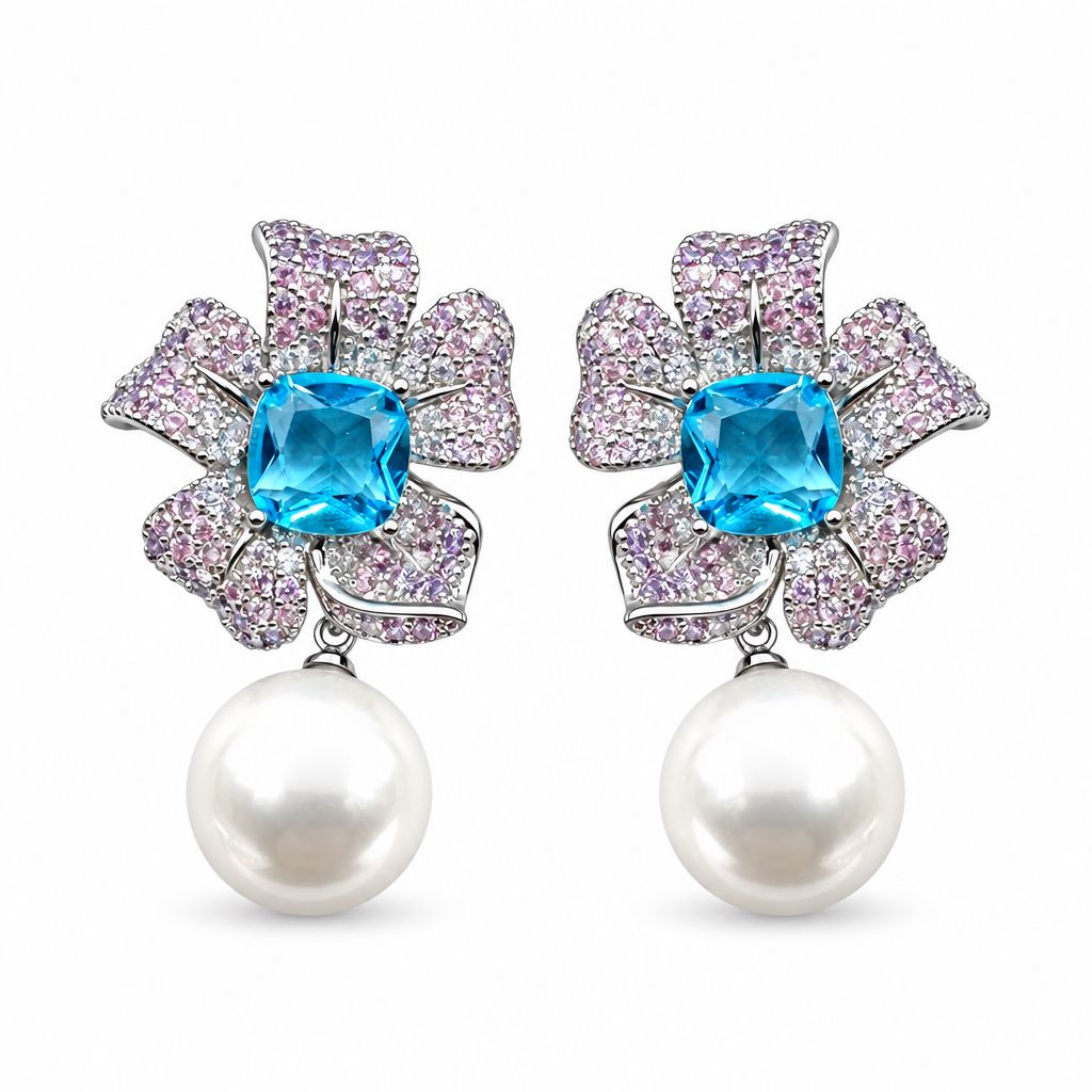 Fiore pistillo di pavè con perla