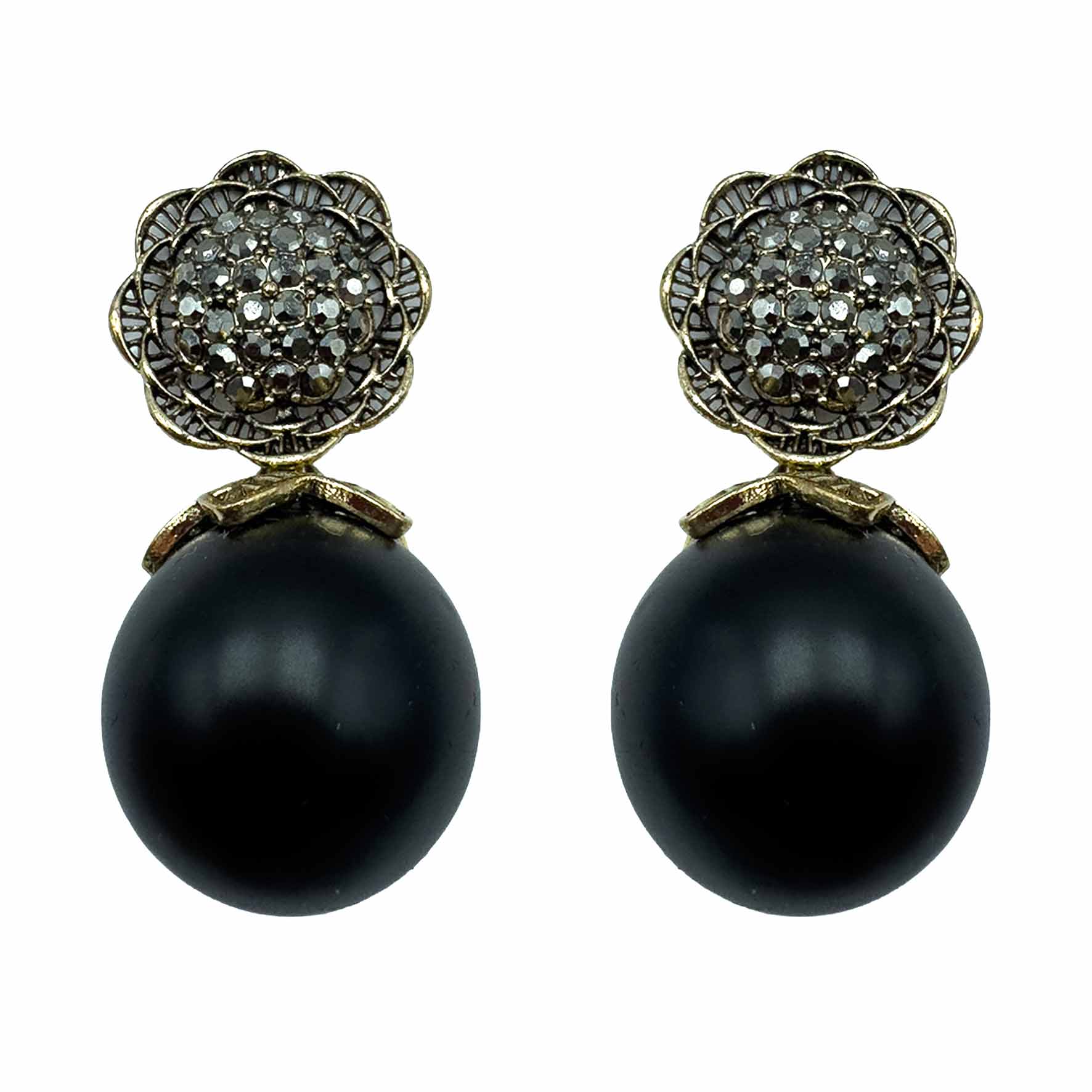 Palestro Milano Orecchini Perla Black Girasole d&