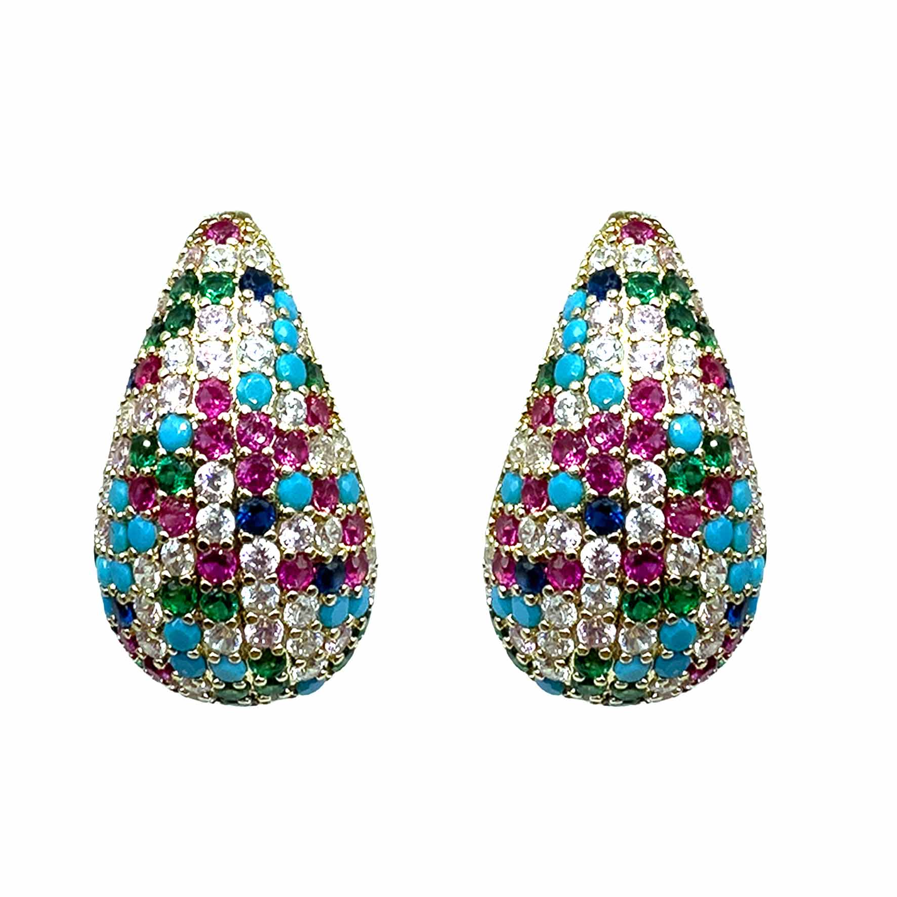 Palestro Milano Orecchini Gold - Multicolor Goccia Luminosa di Pavè