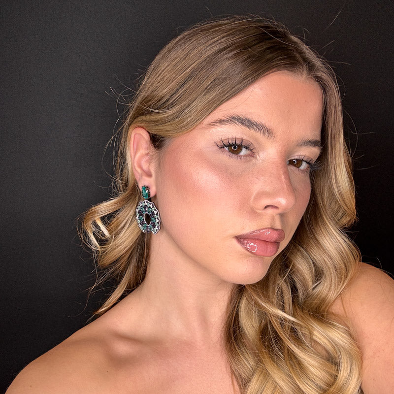 Palestro Milano Orecchini Mosaico Verde Smeraldo