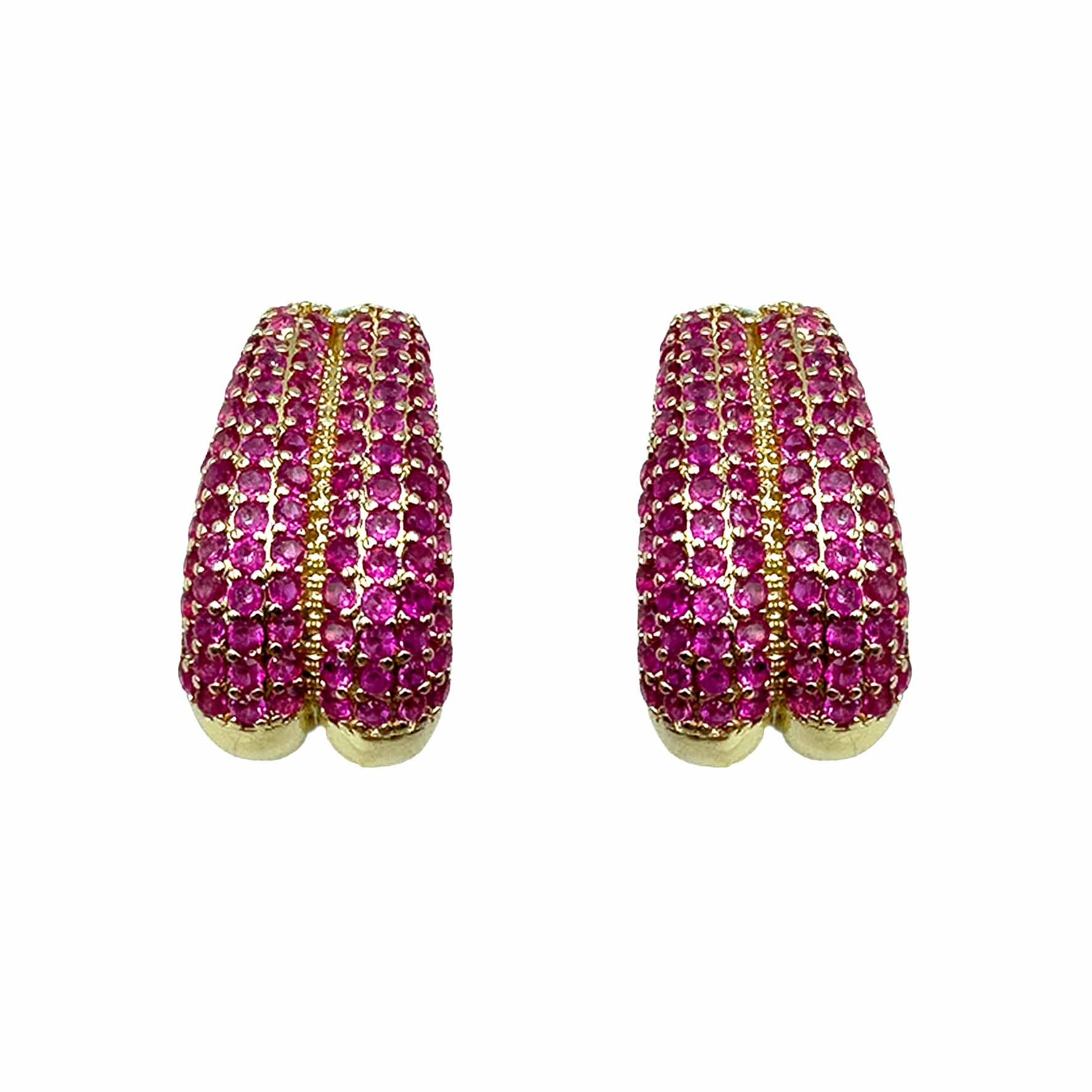 Palestro Milano Orecchini Gold - Fucsia Semicerchi Luminosi di Pavè