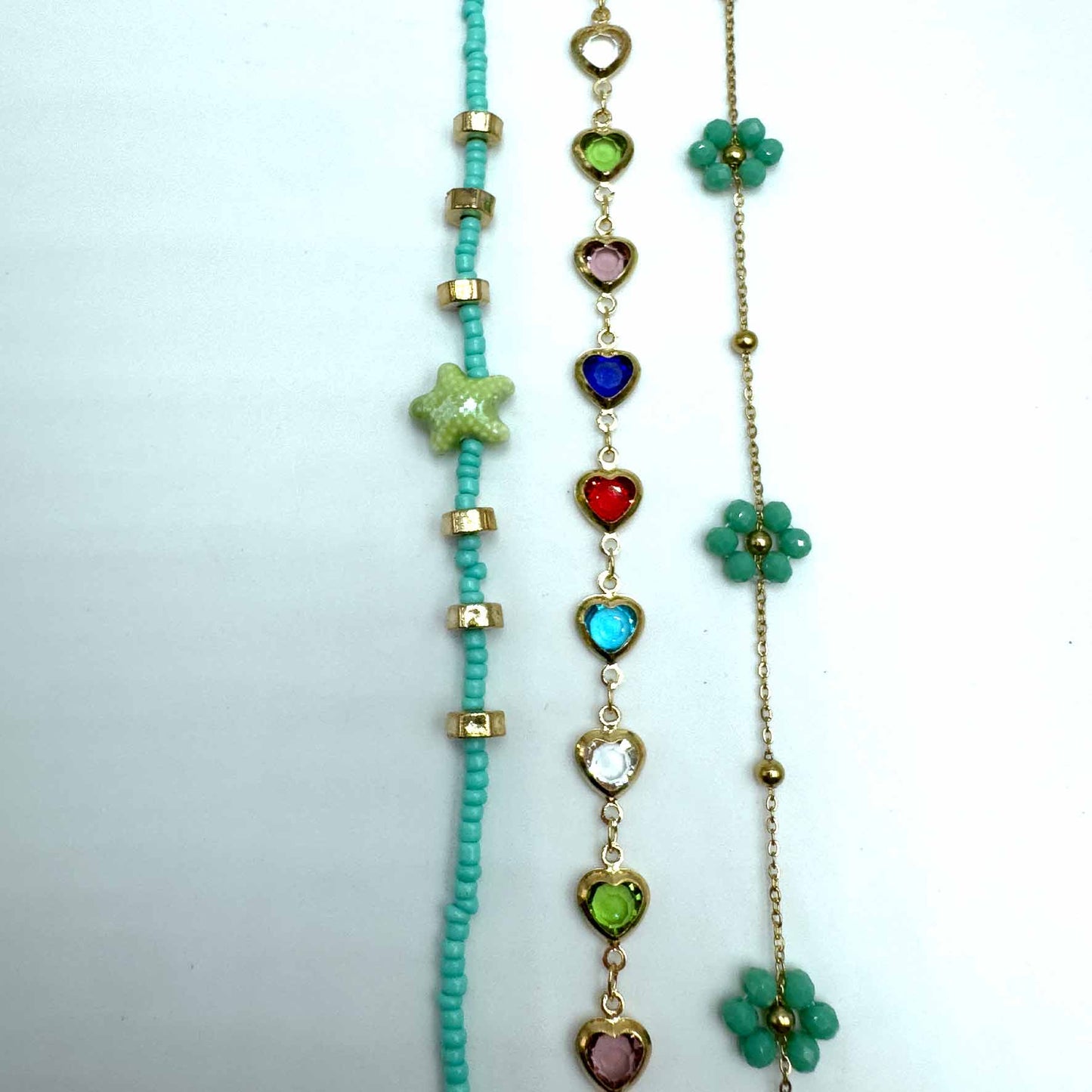 Trio cavigliere cuori in fiore