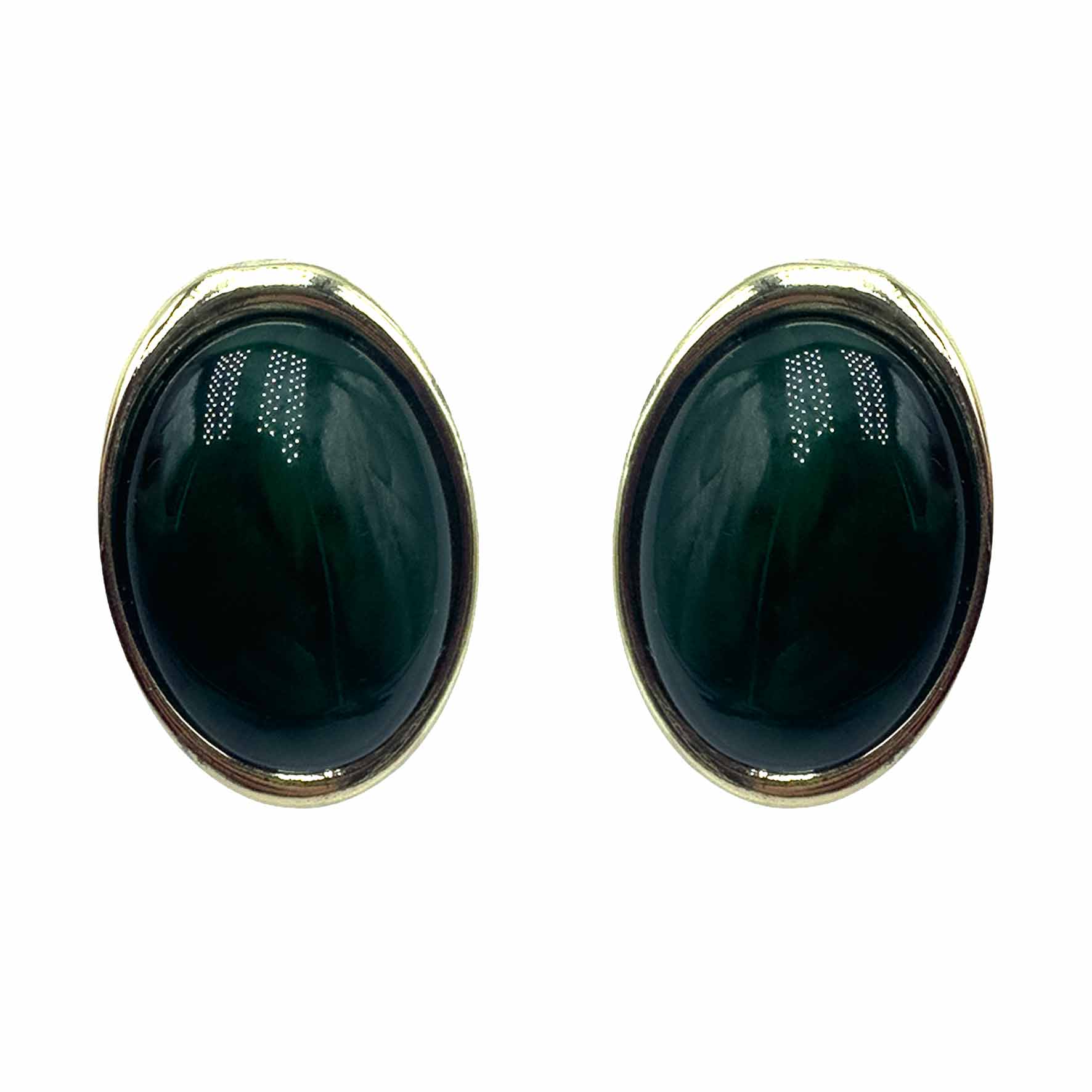 Palestro Milano Orecchini Verde Bottiglia Bottone Ovale