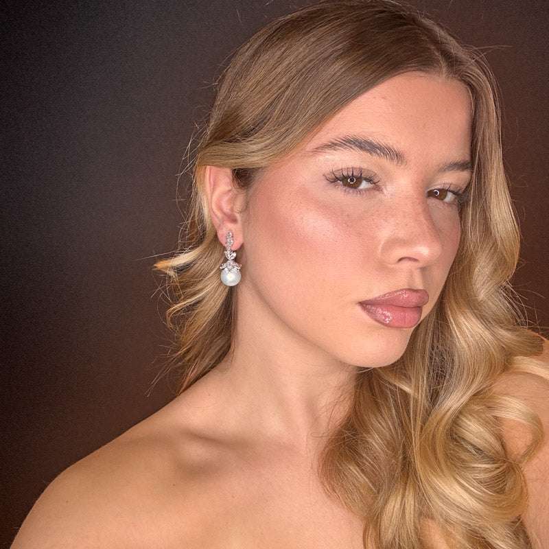 Palestro Milano Orecchini Perla Celeste chiaro Cristalli & Perle