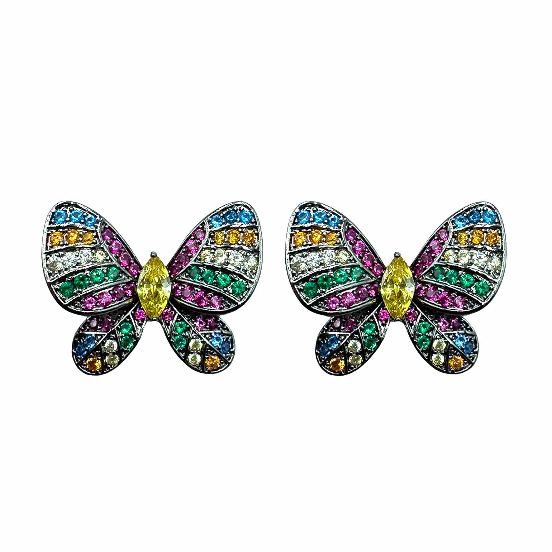 Palestro Milano Orecchini Dark - Multicolor Gemma Giallo Farfalla & Gemma