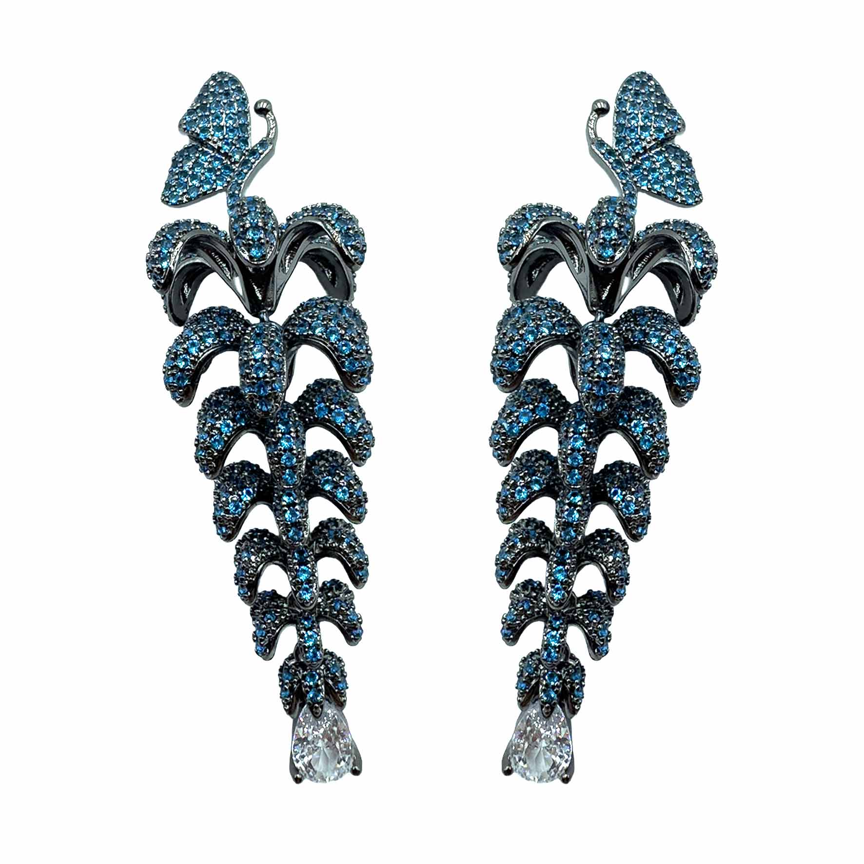 Palestro Milano Orecchini Blu Farfalla & Pianta