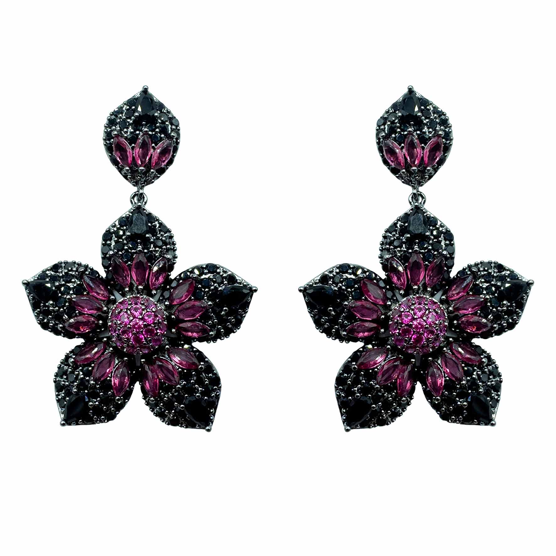 Palestro Milano Orecchini Dark - Fucsia Fiore Azalea di Pavè