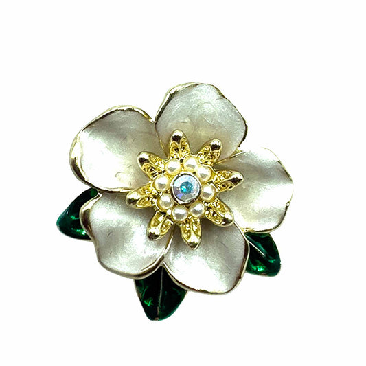 Palestro Milano Spille e spillette Bianco Fiore con Foglioline