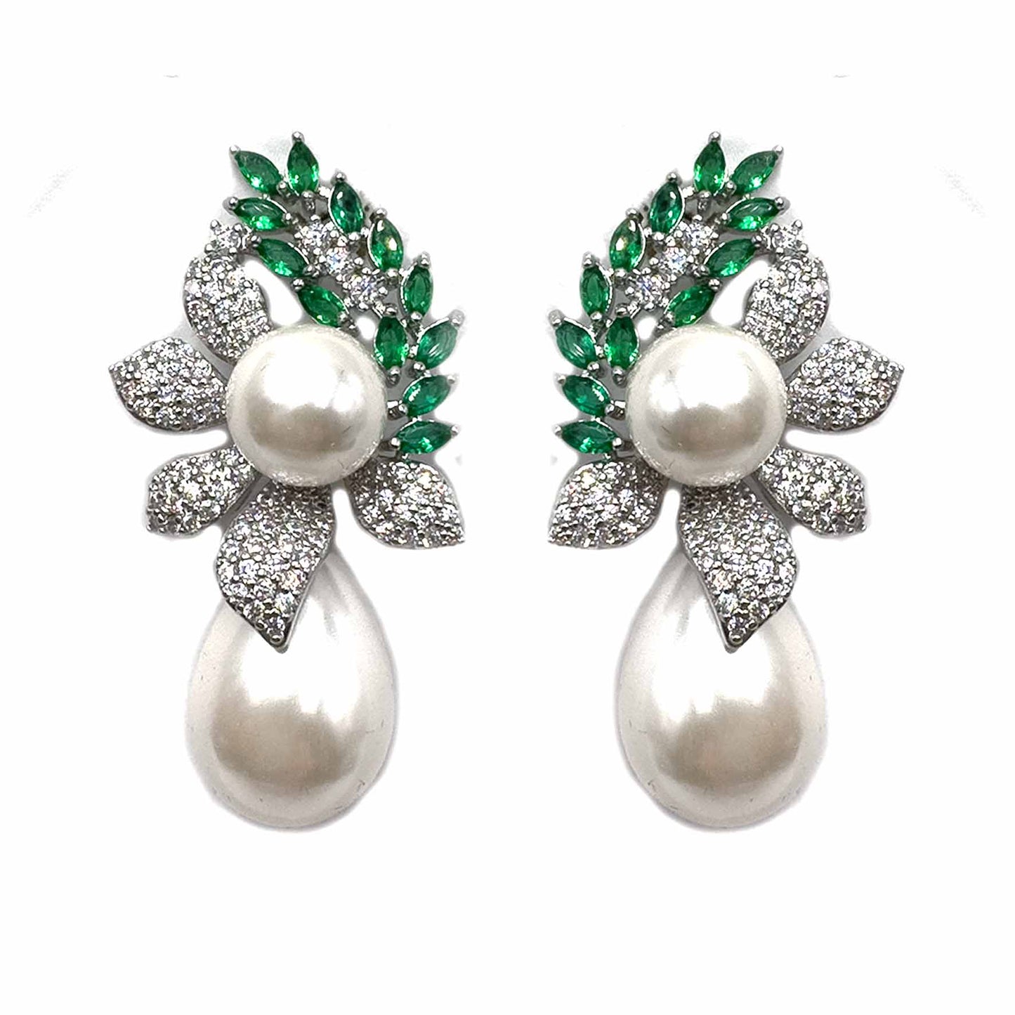 Fiore con perla a pistillo smeraldo