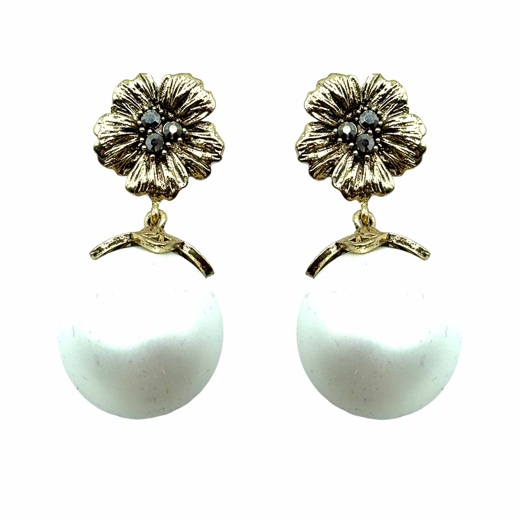 Palestro Milano Orecchini Perla Bianca Fiore d&