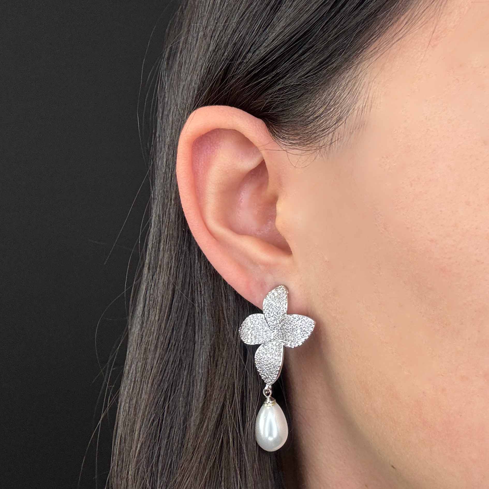 Giglio Silver con Perlina - Clip