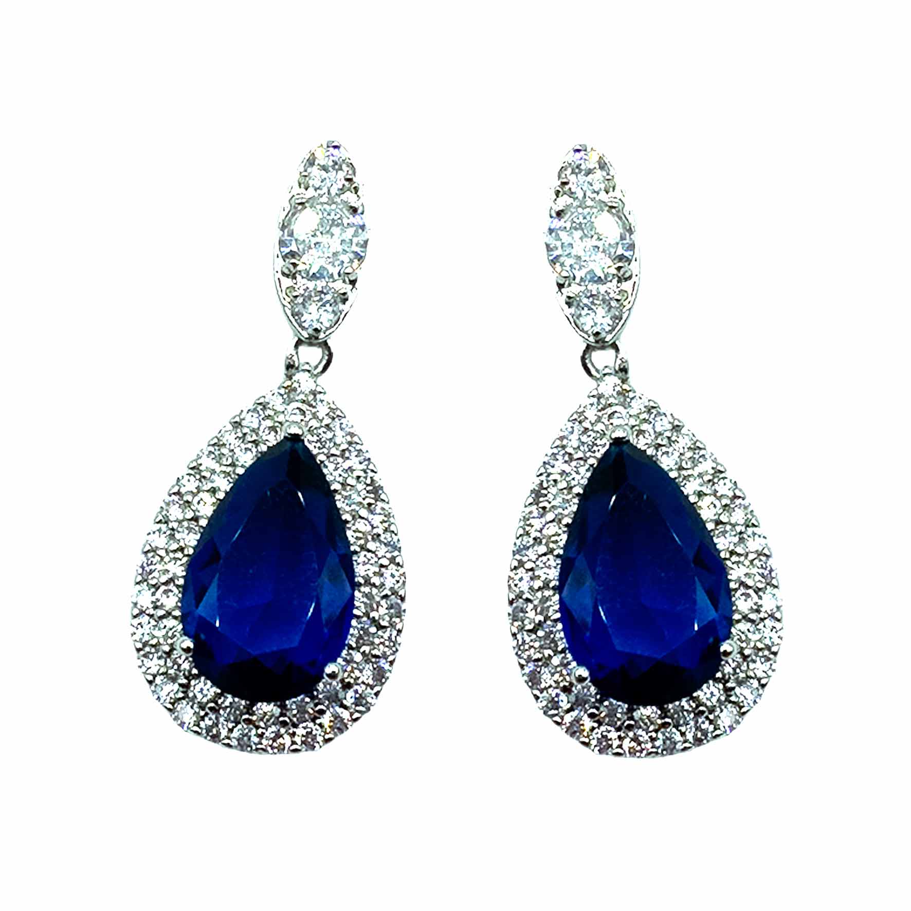 Palestro Milano Orecchini Blu Goccioline cristalli&pavè