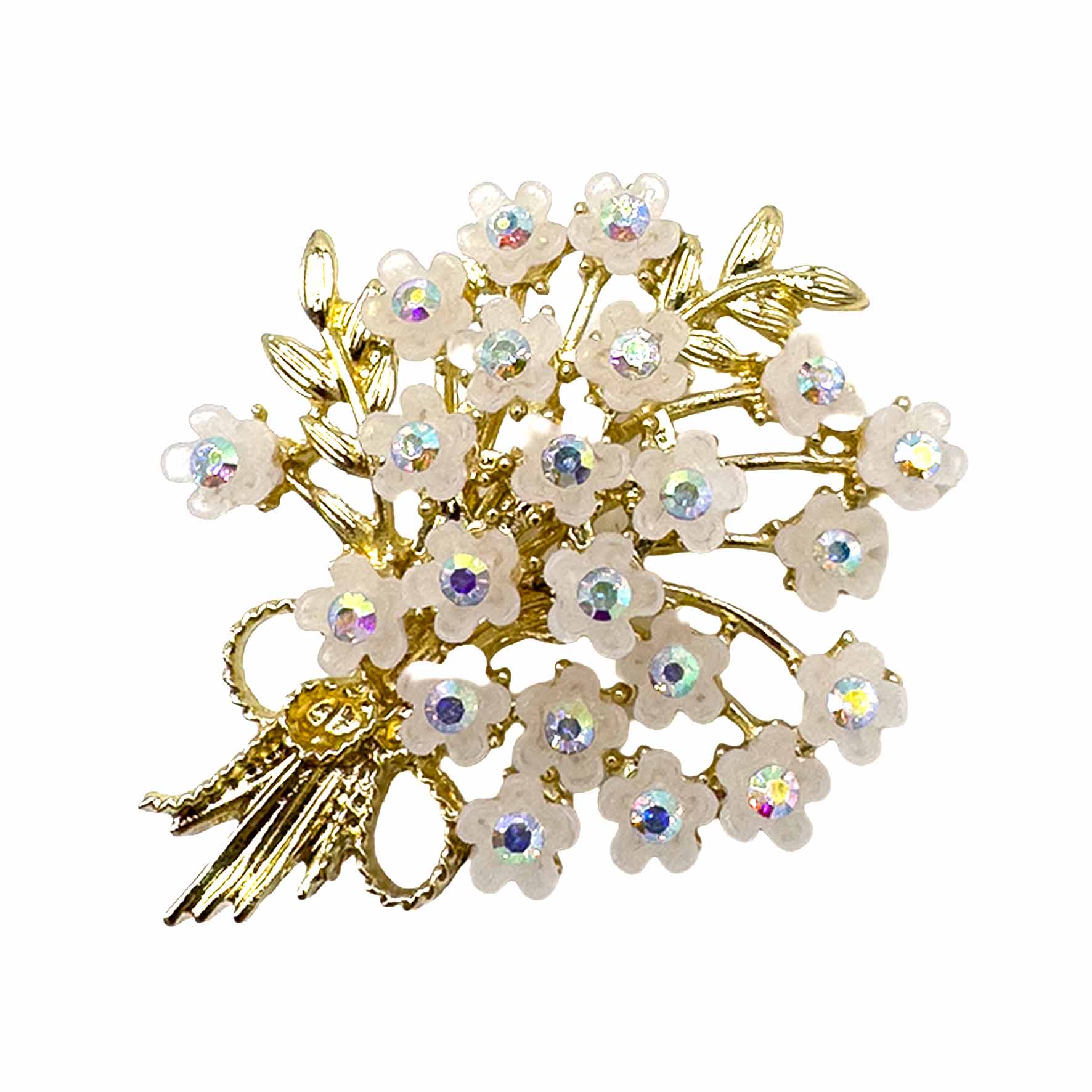Palestro Milano Spille e spillette Base Gold - Bianco Mazzo di Fiori di Cristallo