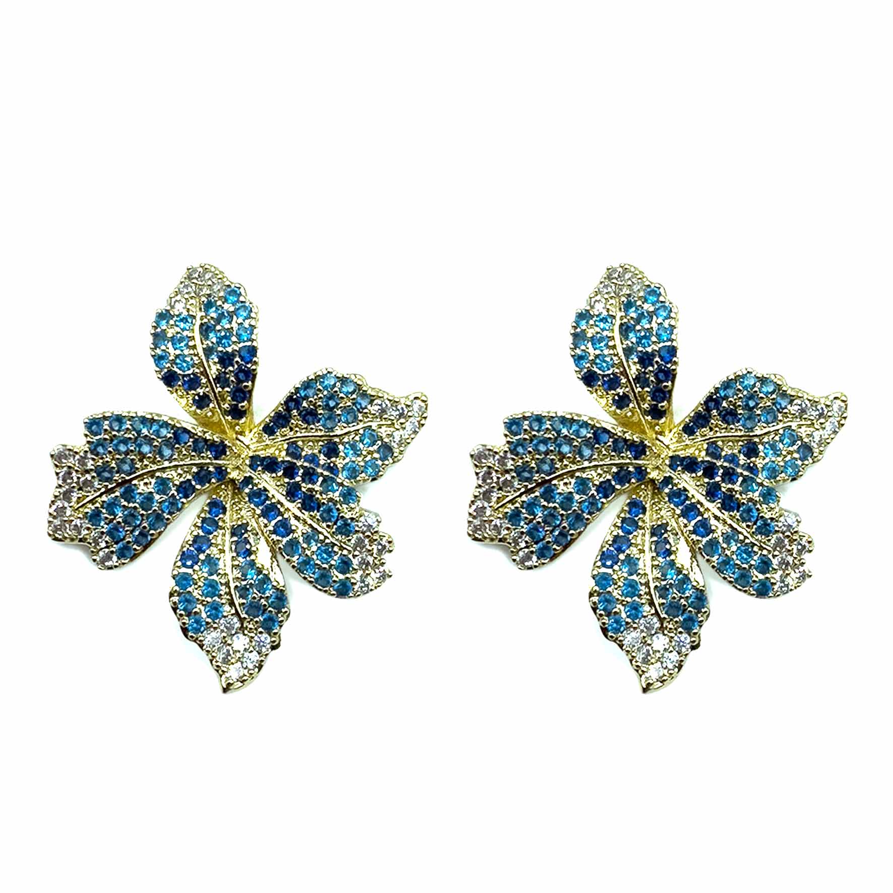Palestro Milano Orecchini Gold - Blu Mini giglio di pavè