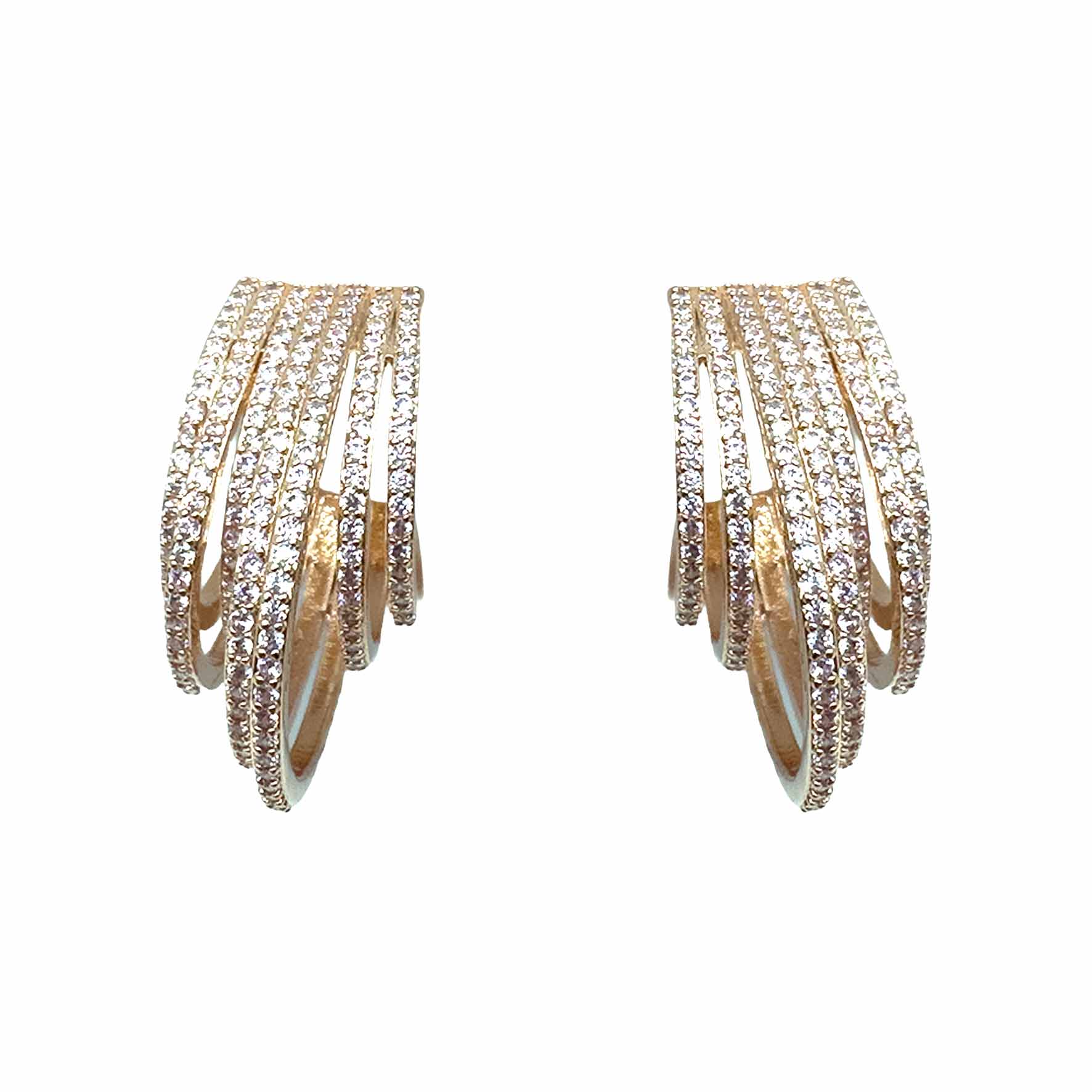 Palestro Milano Orecchini Rose Gold Multi Cerchi di Pavè