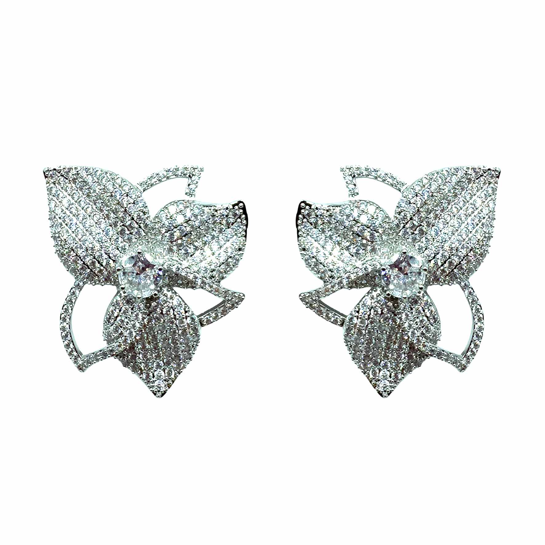 Palestro Milano Orecchini Total Silver Orchidea di pavè