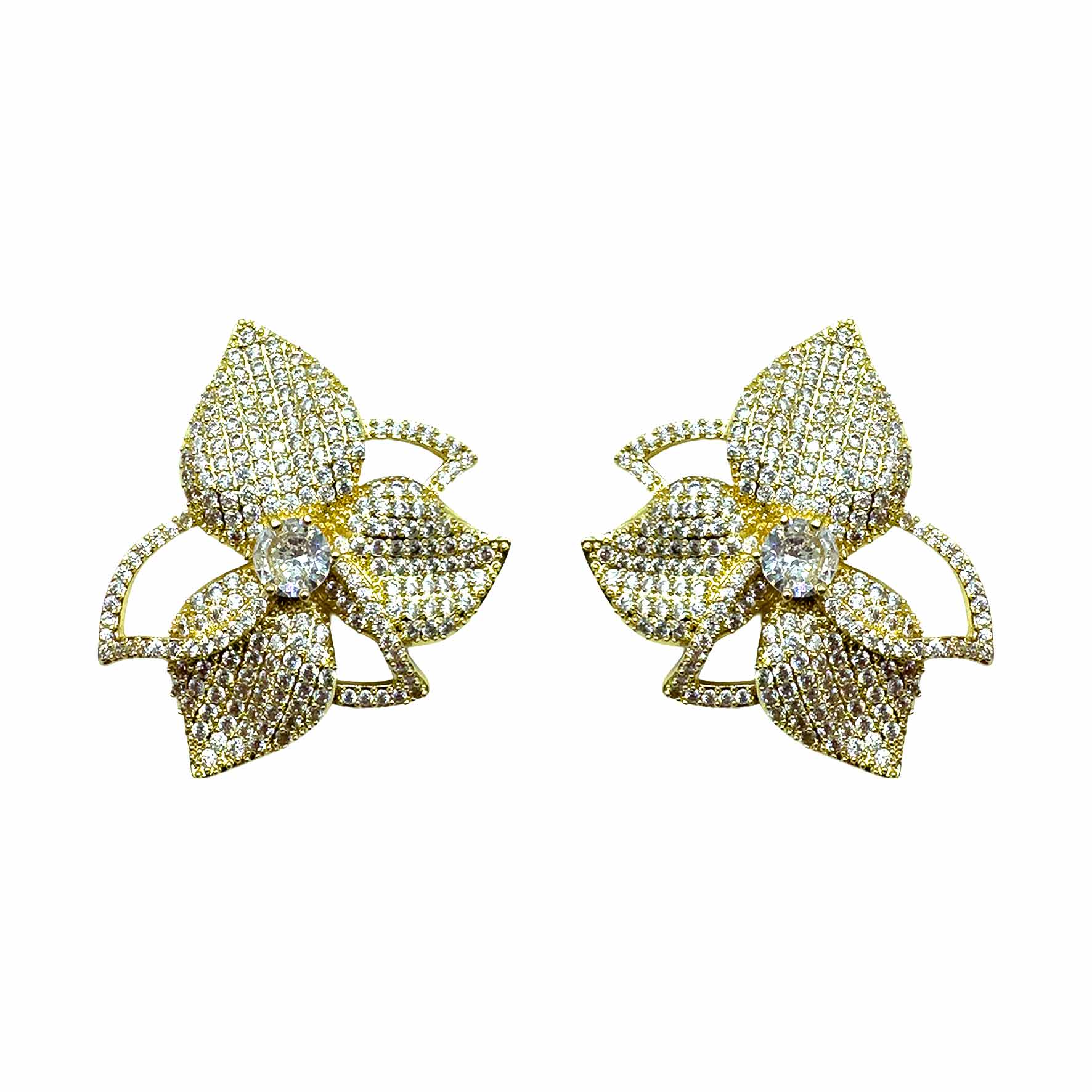 Palestro Milano Orecchini Total Gold Orchidea di pavè