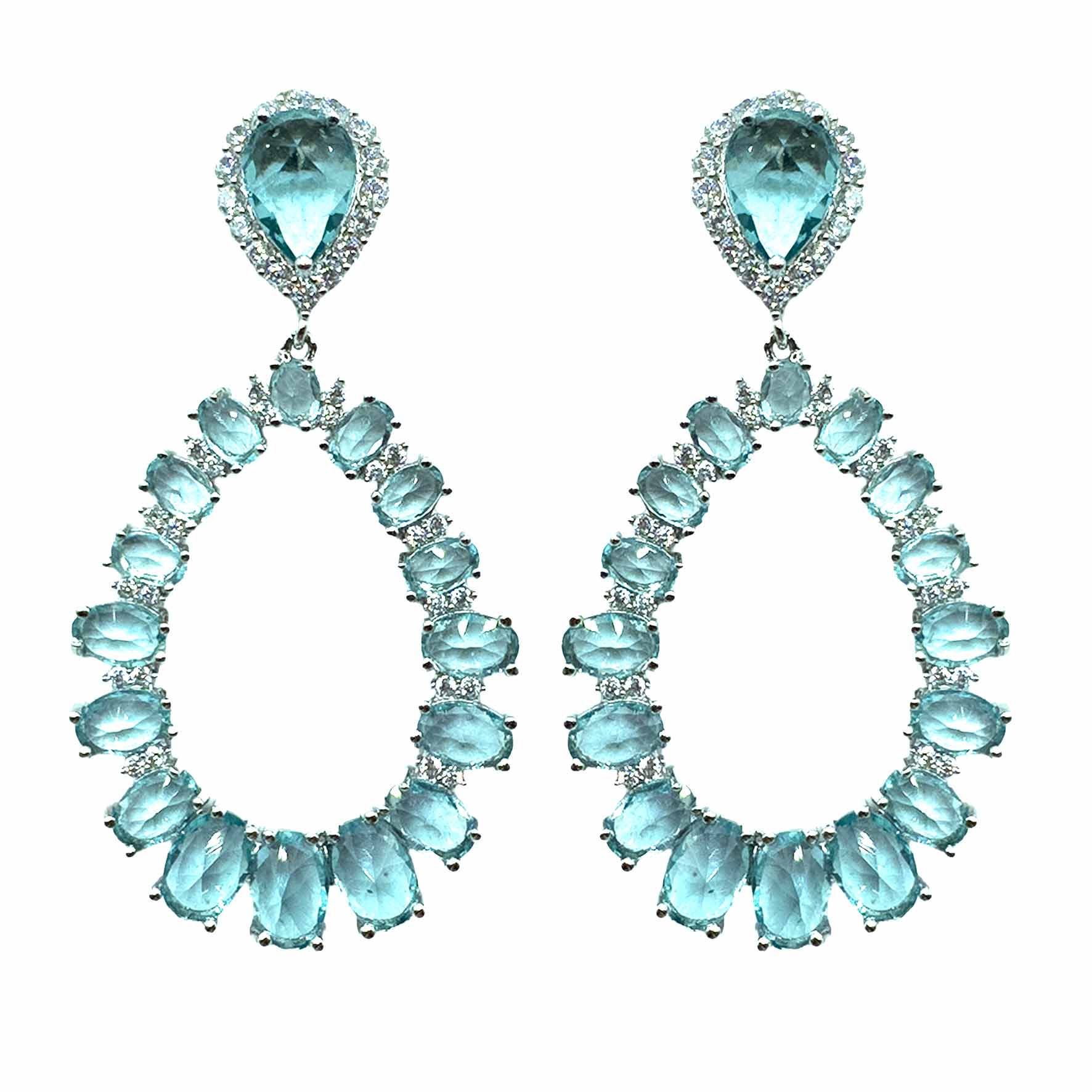 Palestro Milano Orecchini Azzurro Ovali di Cristalli