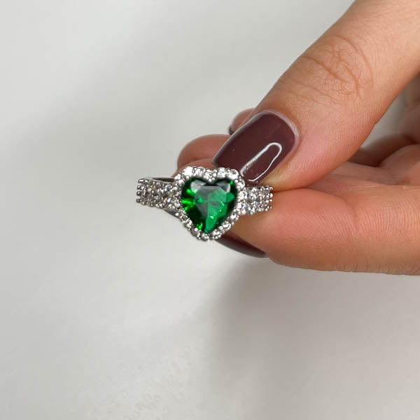 Palestro Milano Anelli Silver / Verde Smeraldo Anello Cupido - doppia fascia