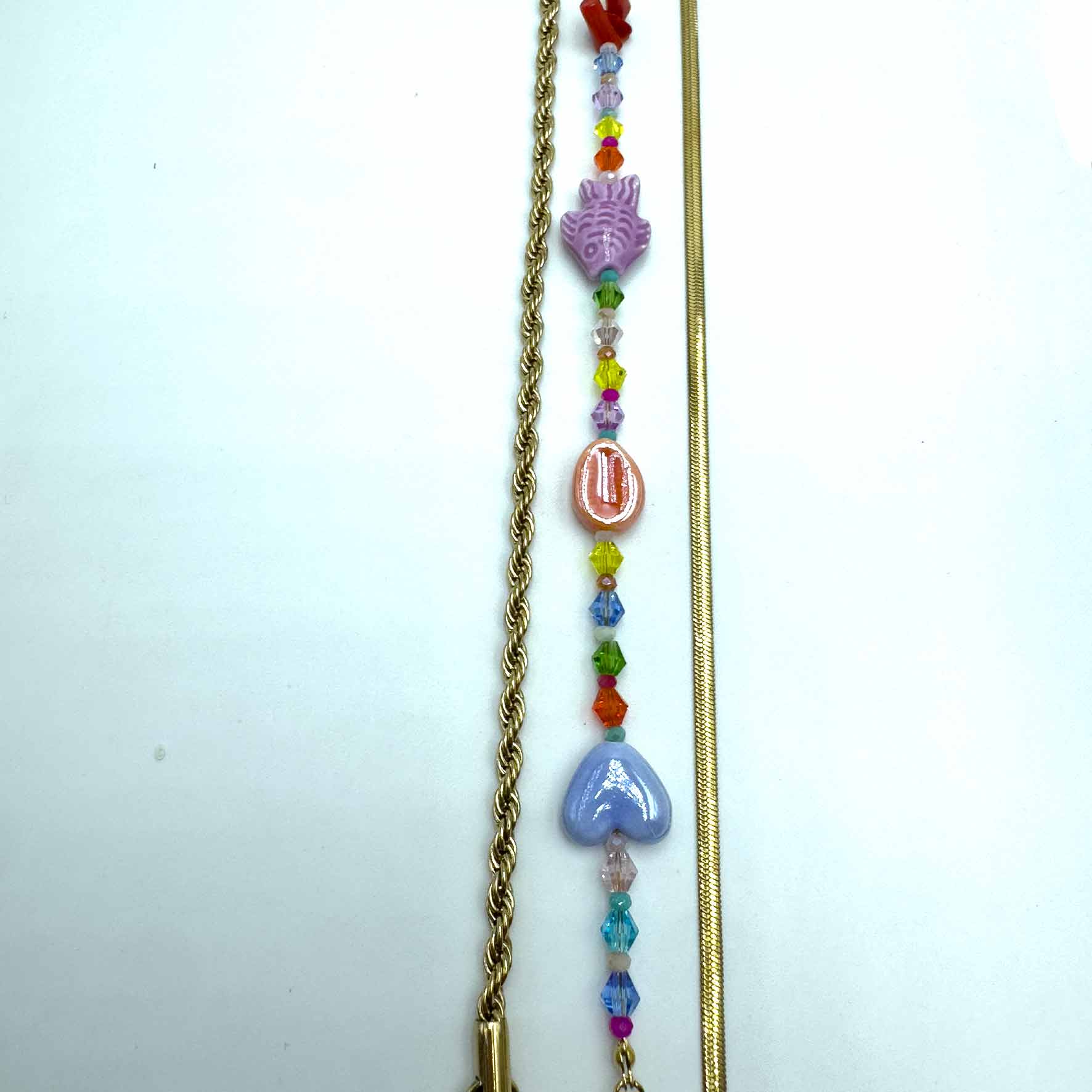 Palestro Milano Cavigliere Trio cavigliere catene gold & pesciolino con perline