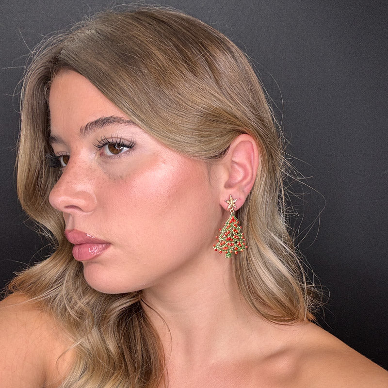 Palestro Milano Orecchini Albero di natale con palline rosse