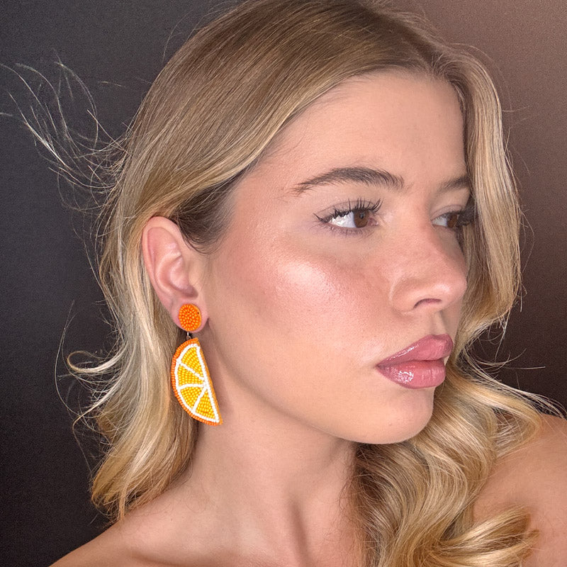 Palestro Milano Orecchini Arancia a spicchio di perline