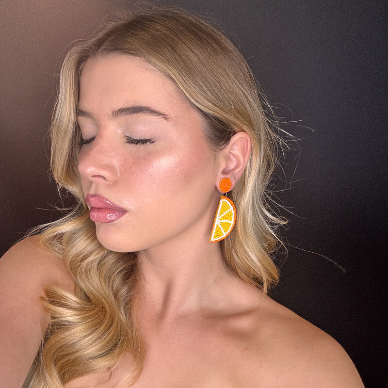 Palestro Milano Orecchini Arancia a spicchio di perline