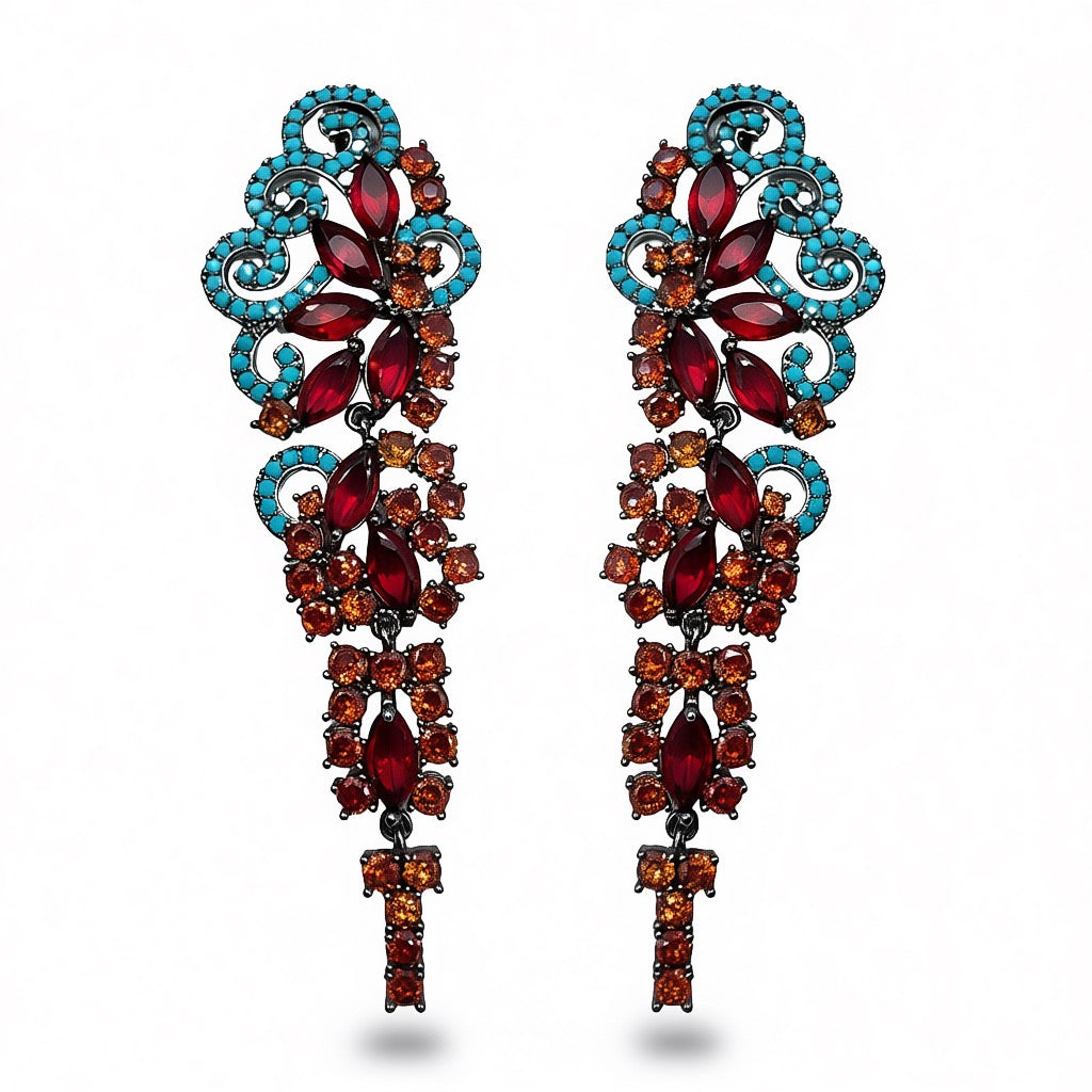 Palestro Milano Orecchini Arancio turquoise Tripudio di Pietre