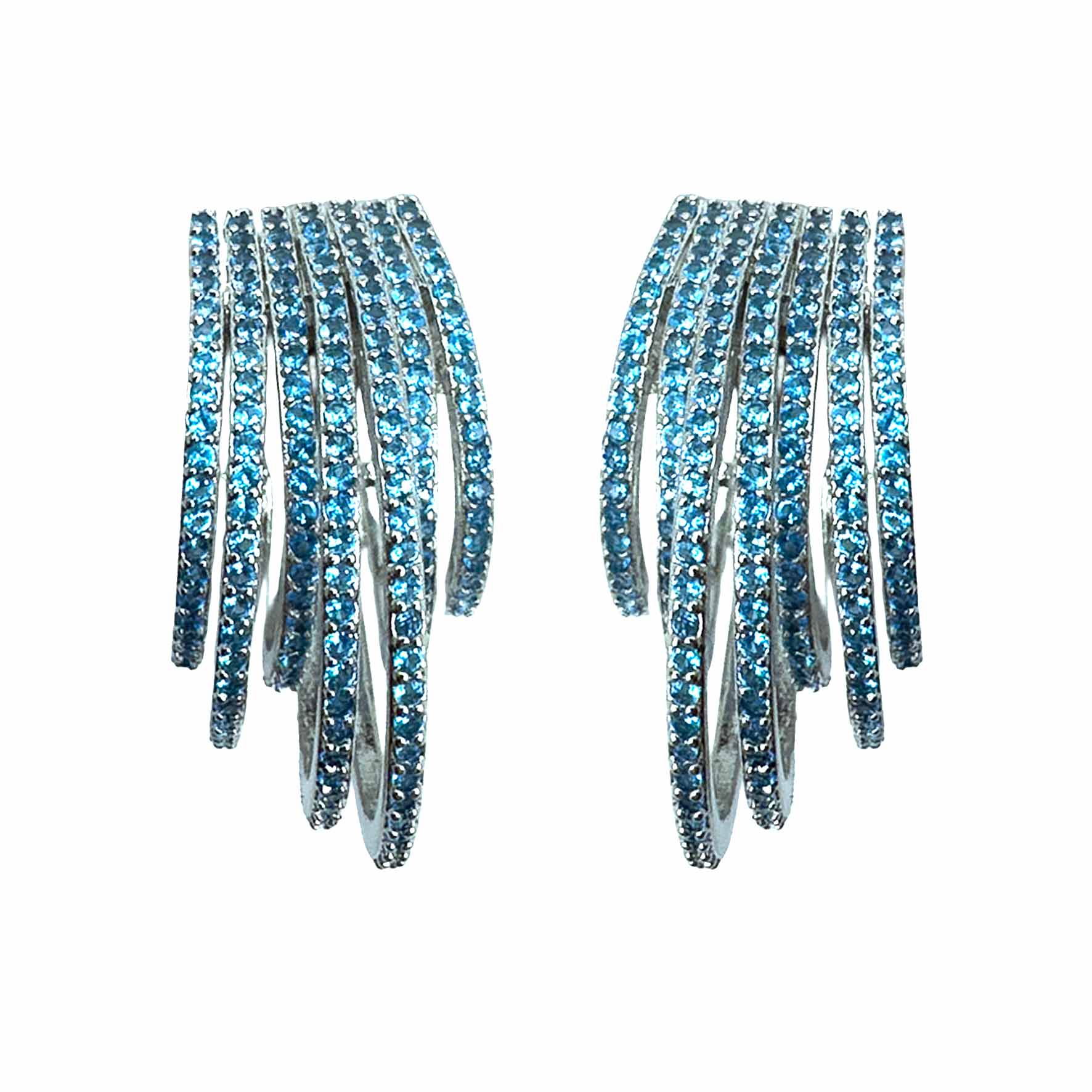 Palestro Milano Orecchini Azzurro - base silver Multi Cerchi di Pavè