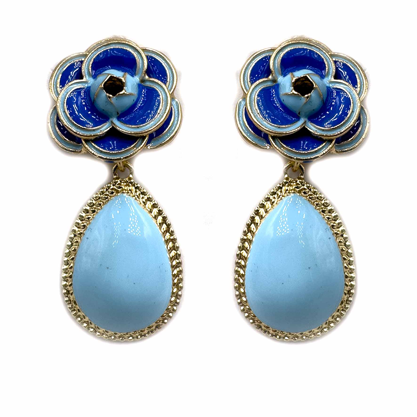 Palestro Milano Orecchini Azzurro Camelia con goccia