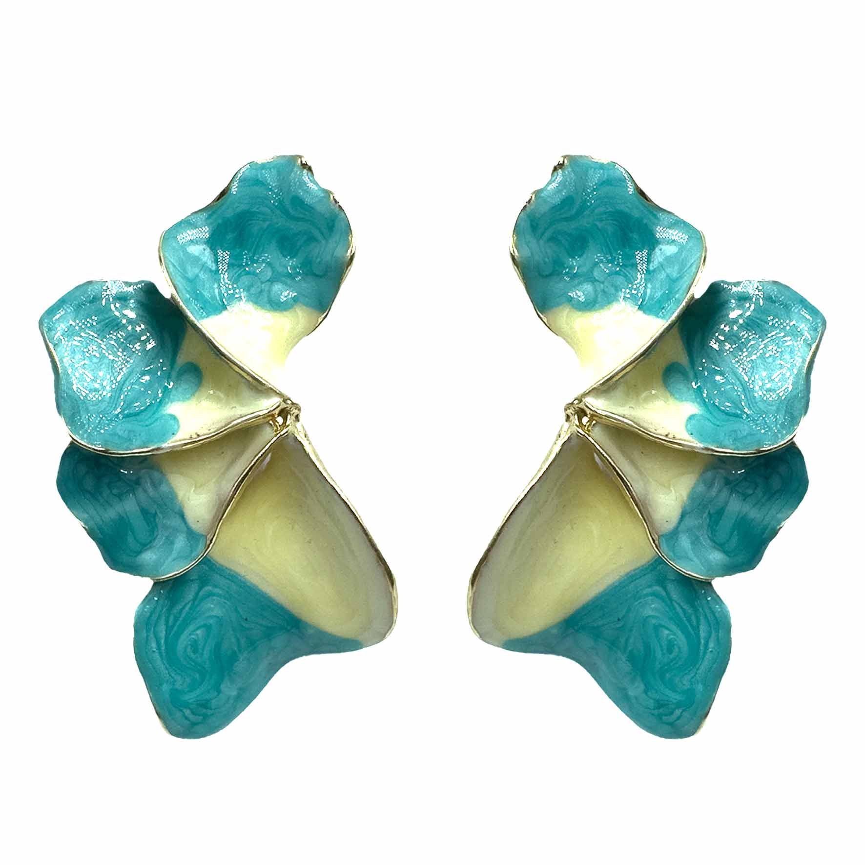 Palestro Milano Orecchini Azzurro e Crema Petali dalle Maldive