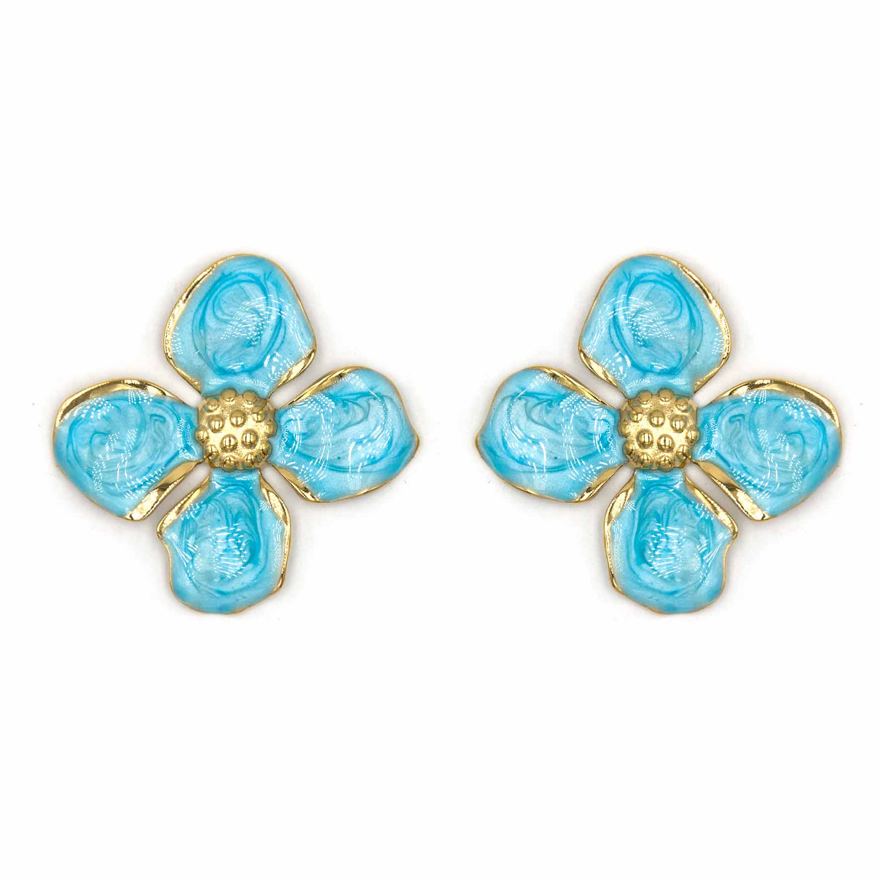 Palestro Milano Orecchini Azzurro Fiorellini Smaltati