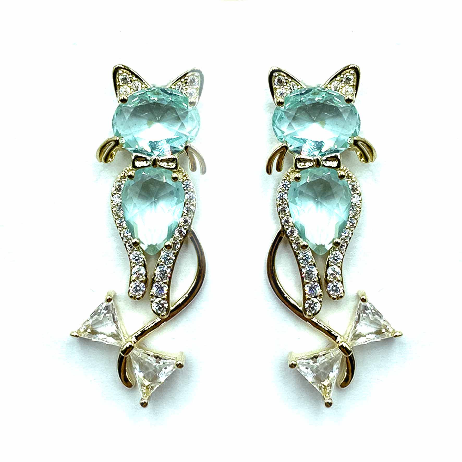 Palestro Milano Orecchini Azzurro Gattini con fiocchetti di Cristallo