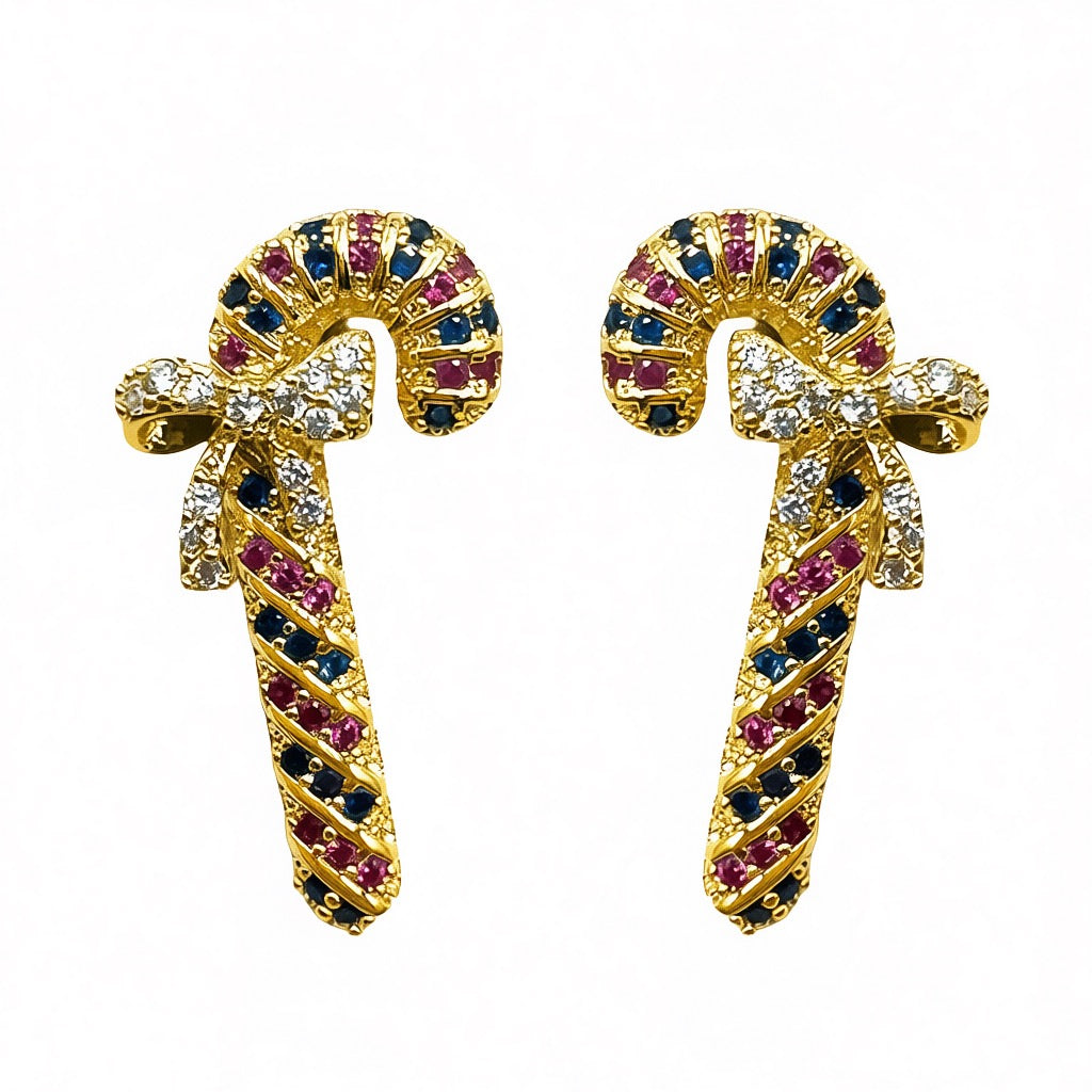 Palestro Milano Orecchini Base Gold - Blu Fucsia Candy di Pavè