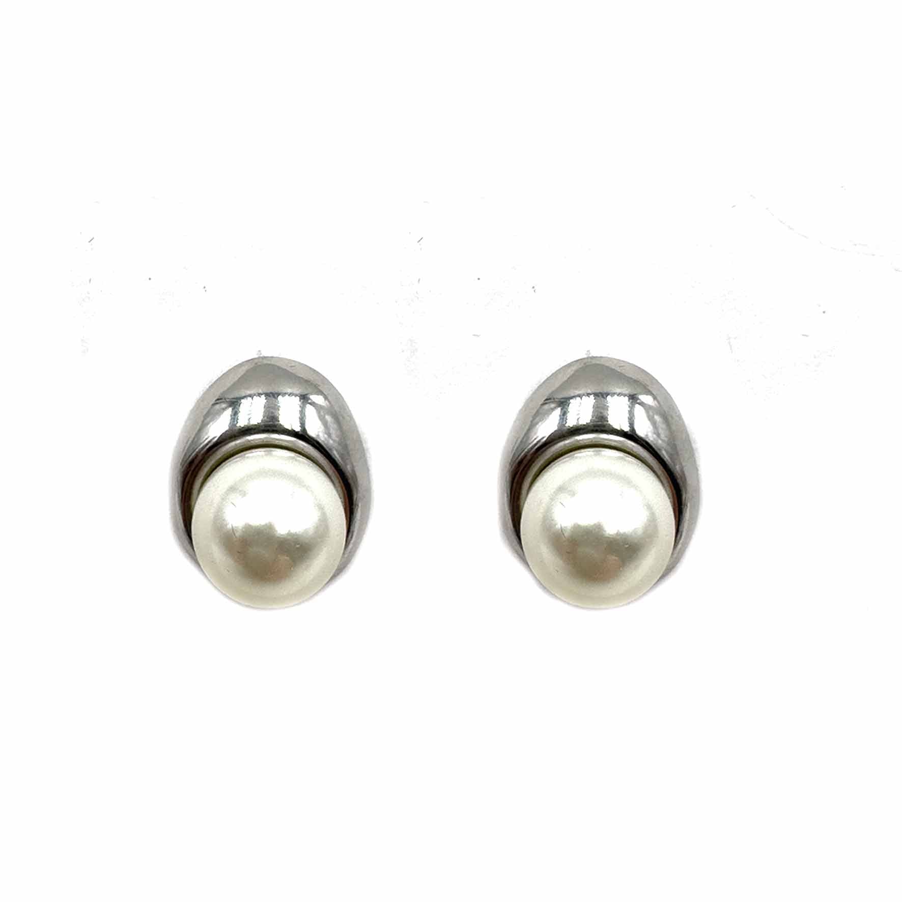 Palestro Milano Orecchini Base Silver Perlina incastonata