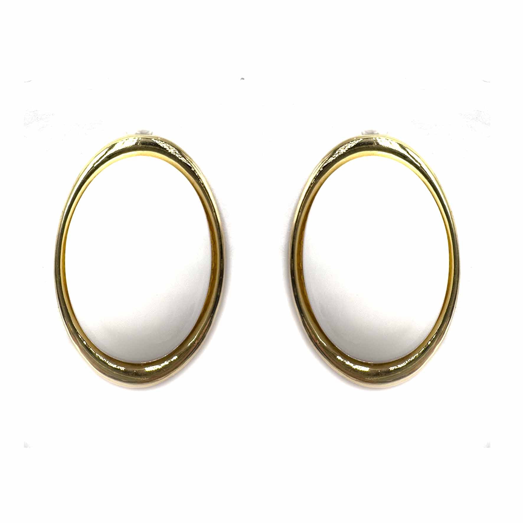 Palestro Milano Orecchini Bianco Bottone Ovale