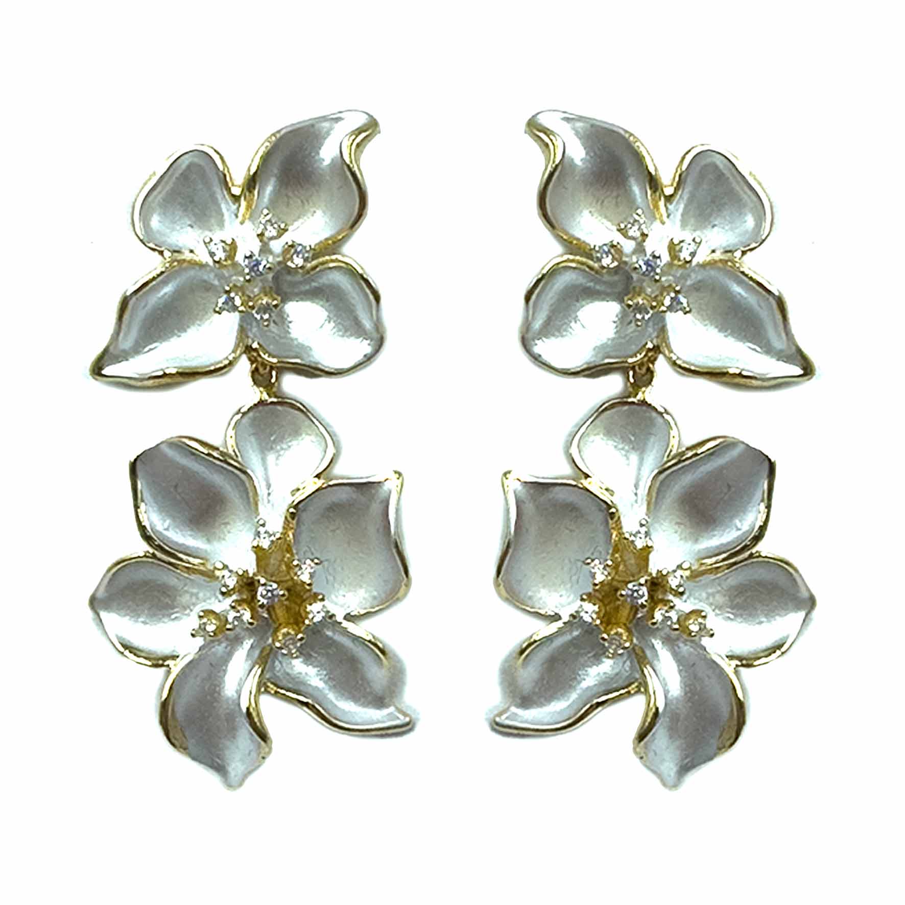 Palestro Milano Orecchini Bianco Coppia di fiorellini