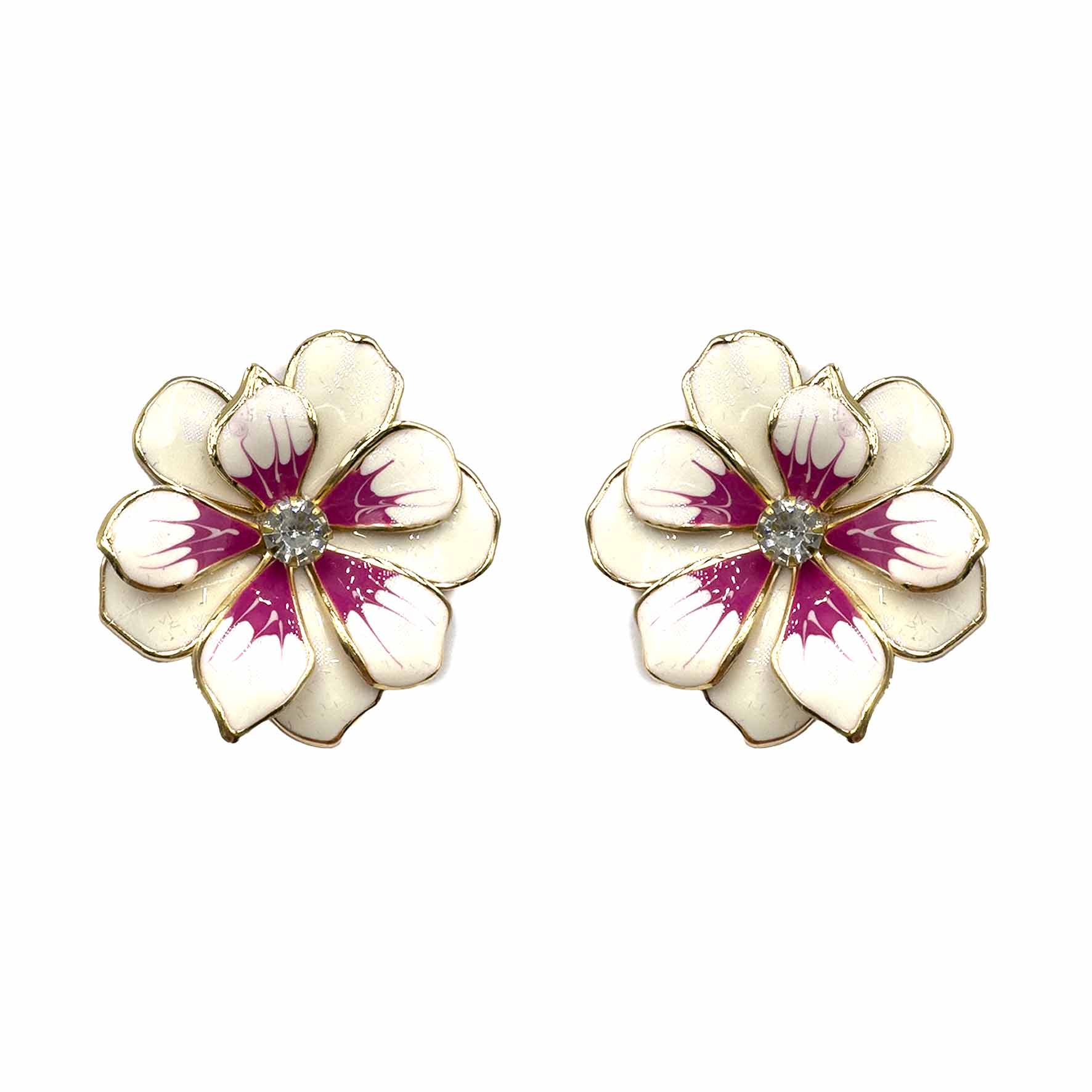 Palestro Milano Orecchini Bianco e Fucsia Fiore Sfumato