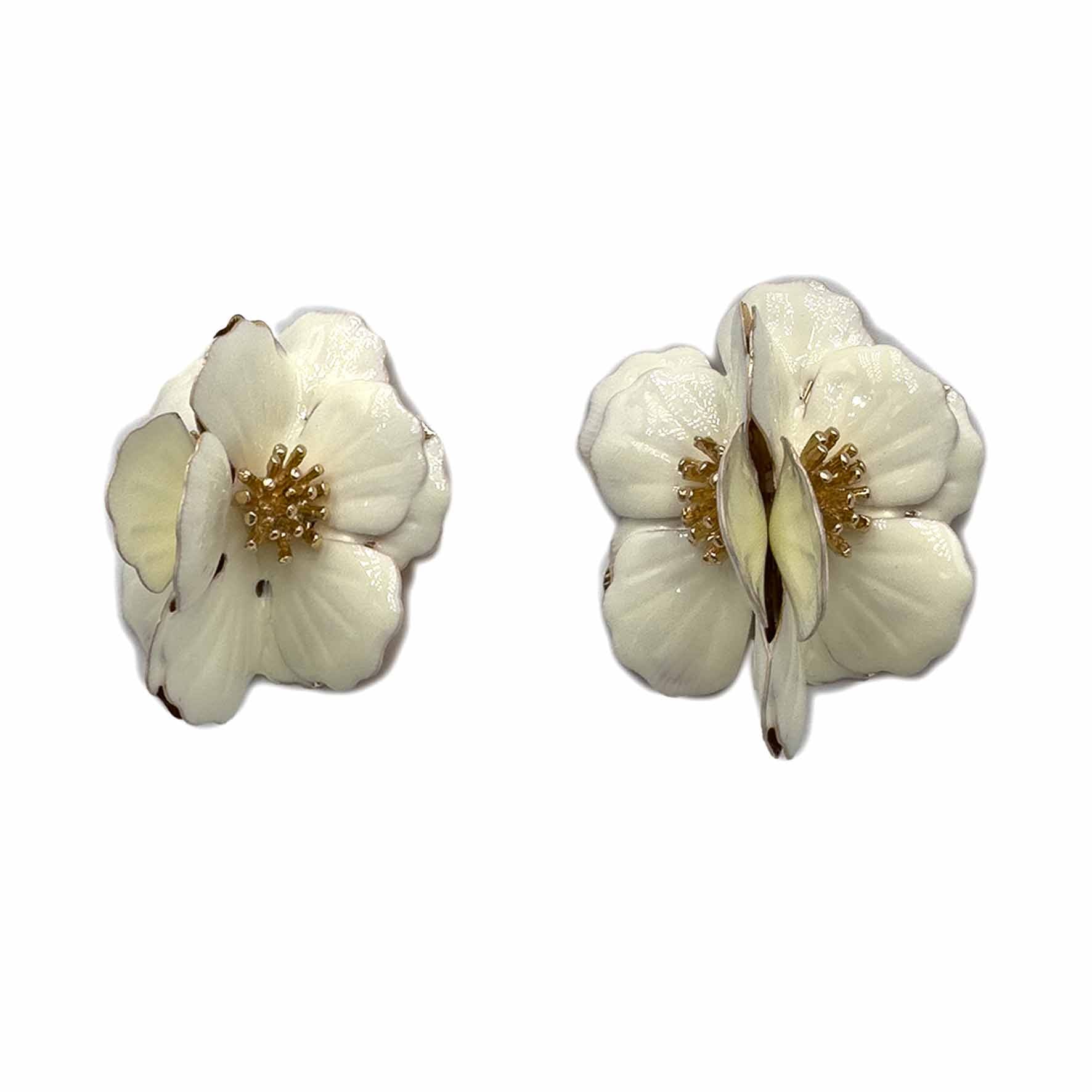 Palestro Milano Orecchini Bianco Fiorellini tridimensionali