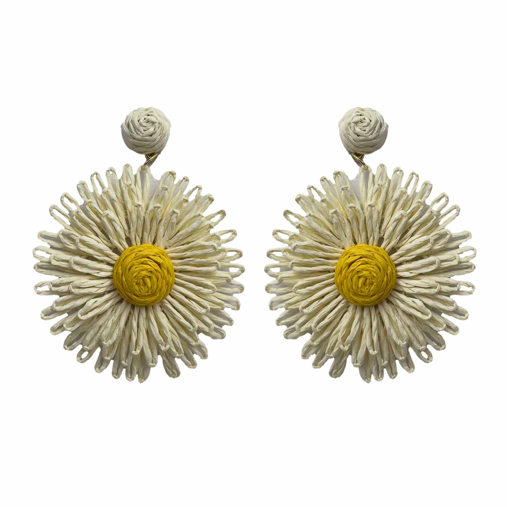 Palestro Milano Orecchini Bianco Girasoli colorati in rafia - big edition