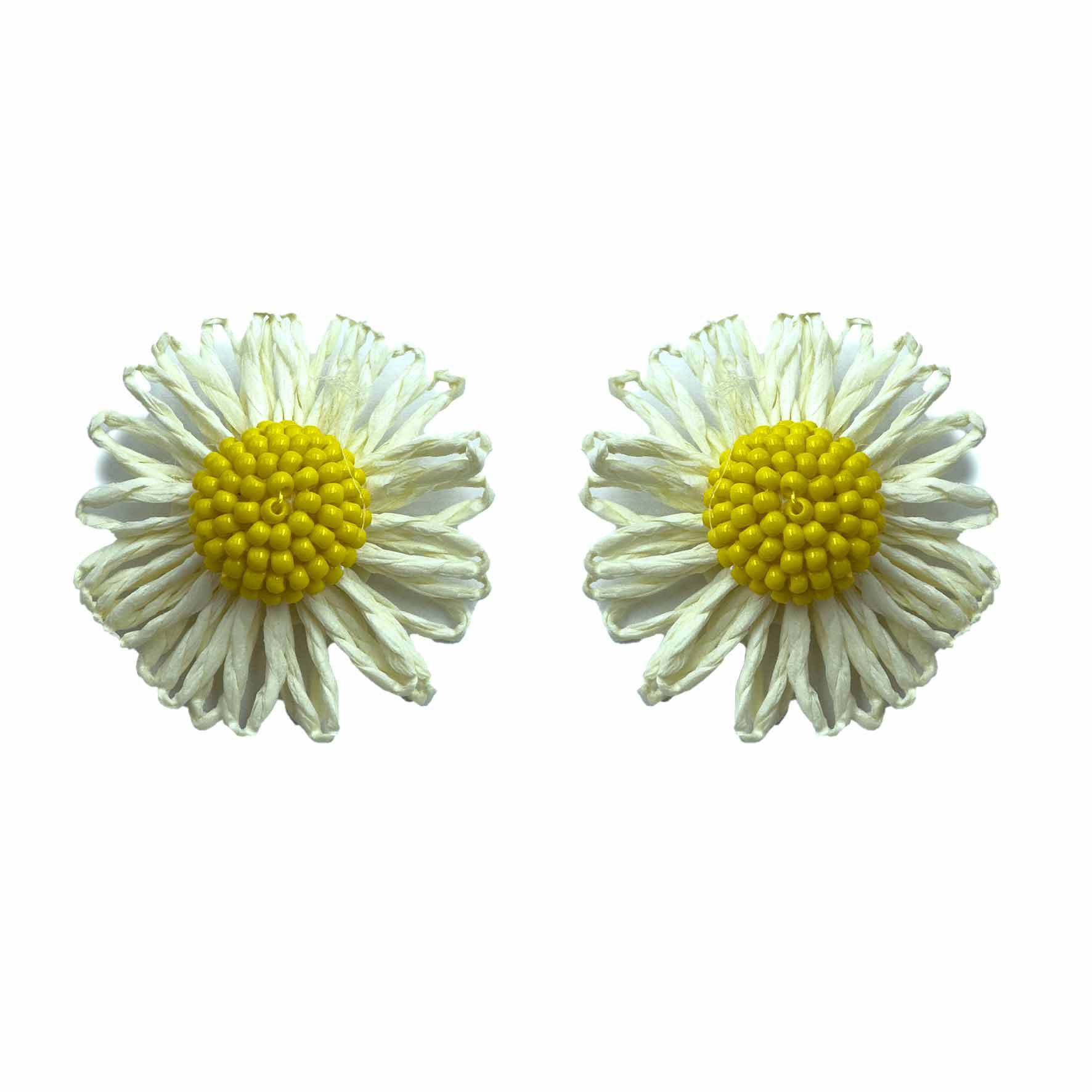Palestro Milano Orecchini Bianco Margherite colorate in rafia - classic edition