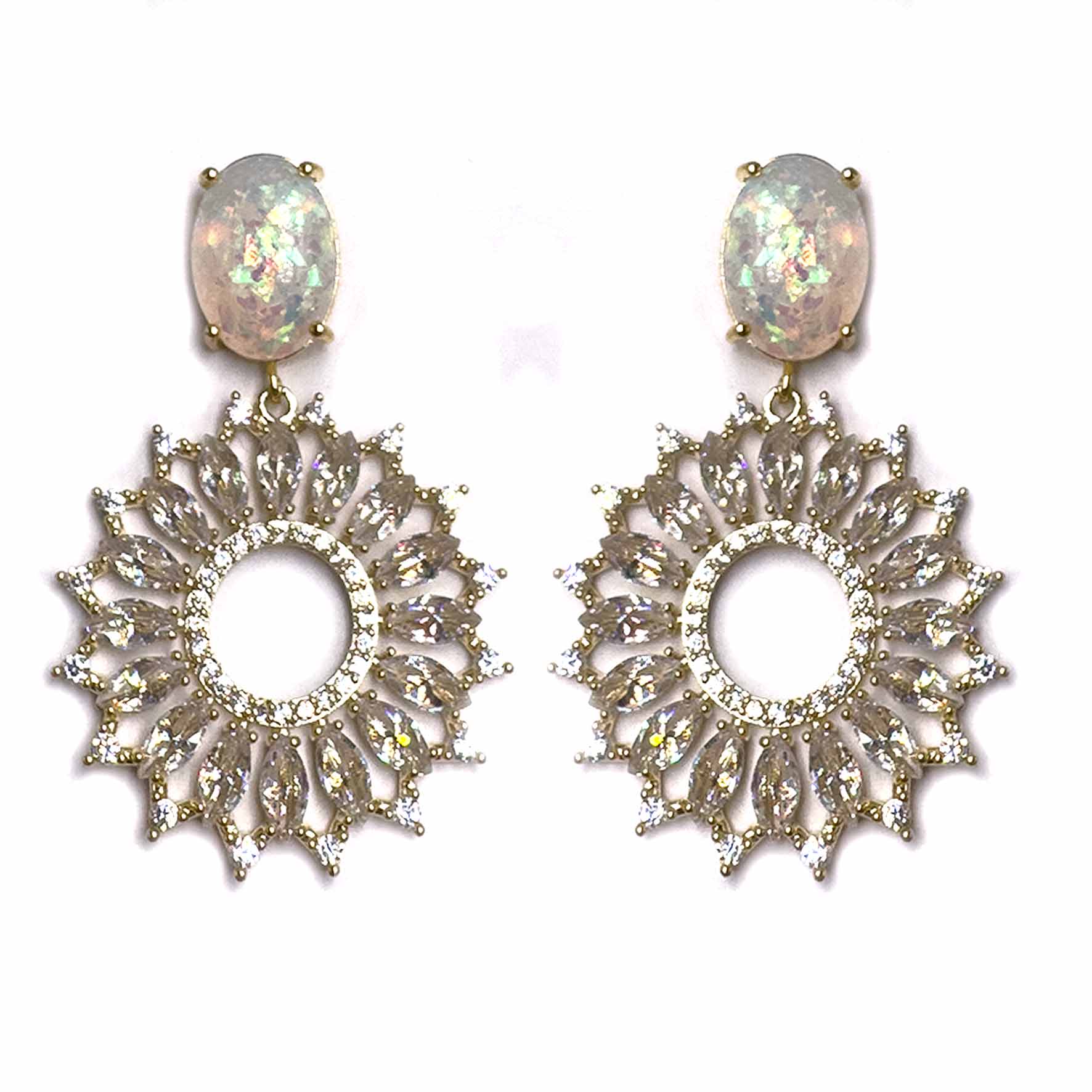Palestro Milano Orecchini Bianco Opalescente Girasole di cristallo