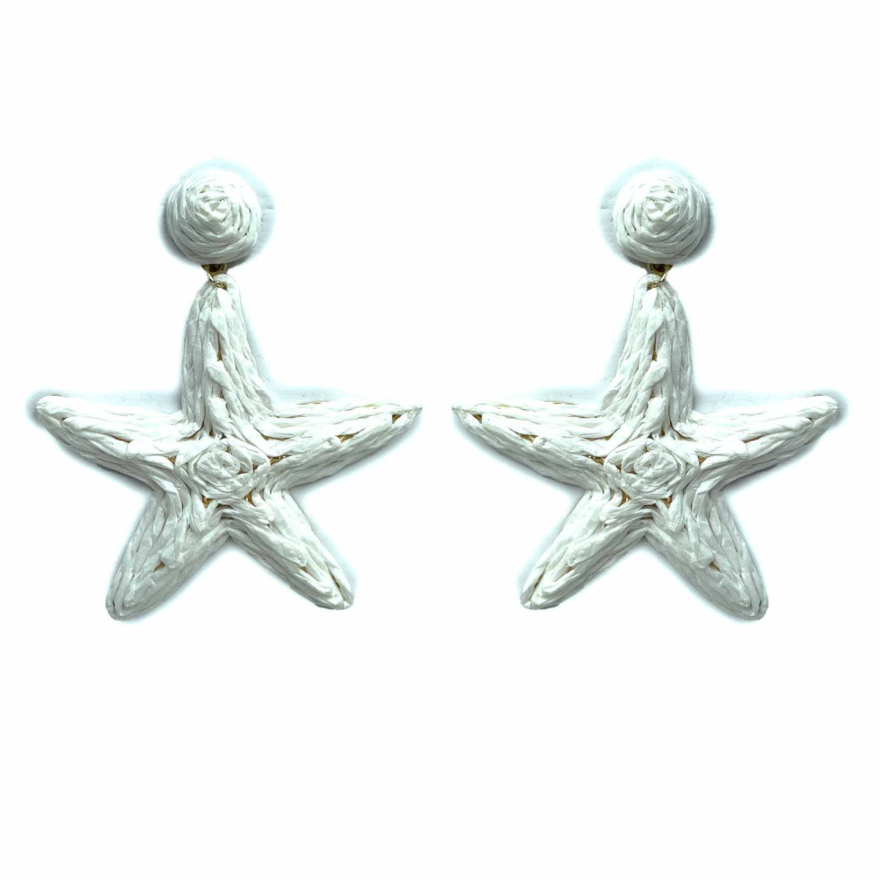 Palestro Milano Orecchini Bianco Stelle di mare rafia