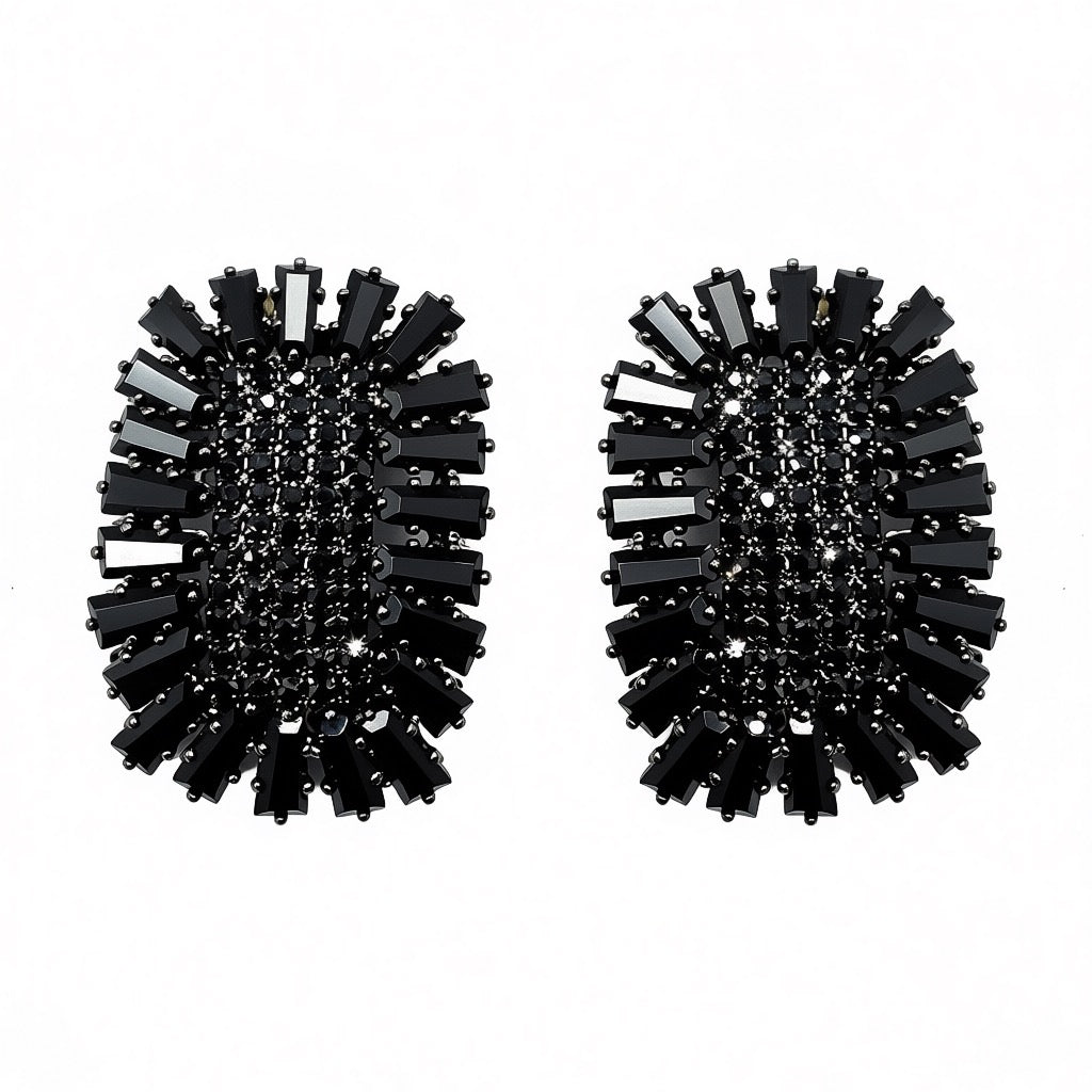 Palestro Milano Orecchini Black Girasole Rettangolare