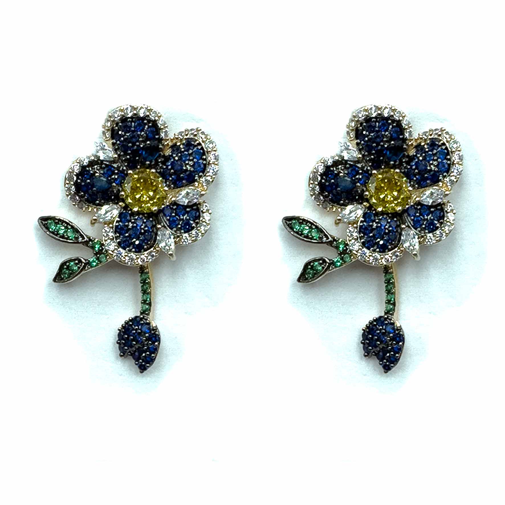 Palestro Milano Orecchini Blu Baby Primule di pavè