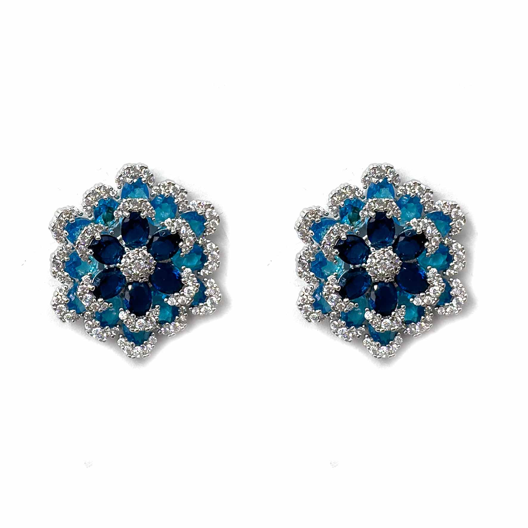 Palestro Milano Orecchini Blu Zaffiro Margherite di pavè