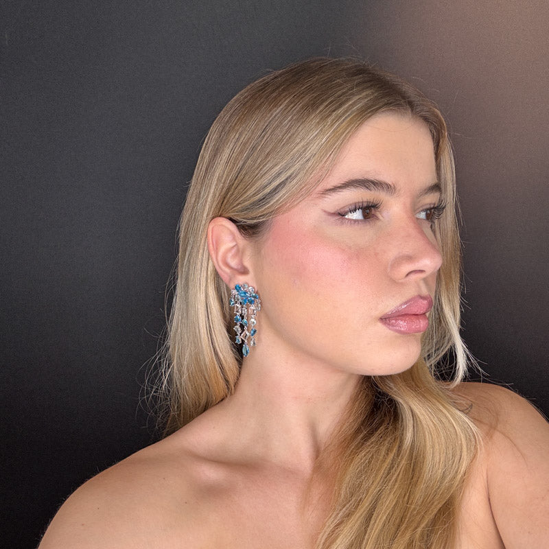 Palestro Milano Orecchini Cascata geometrica di cristalli